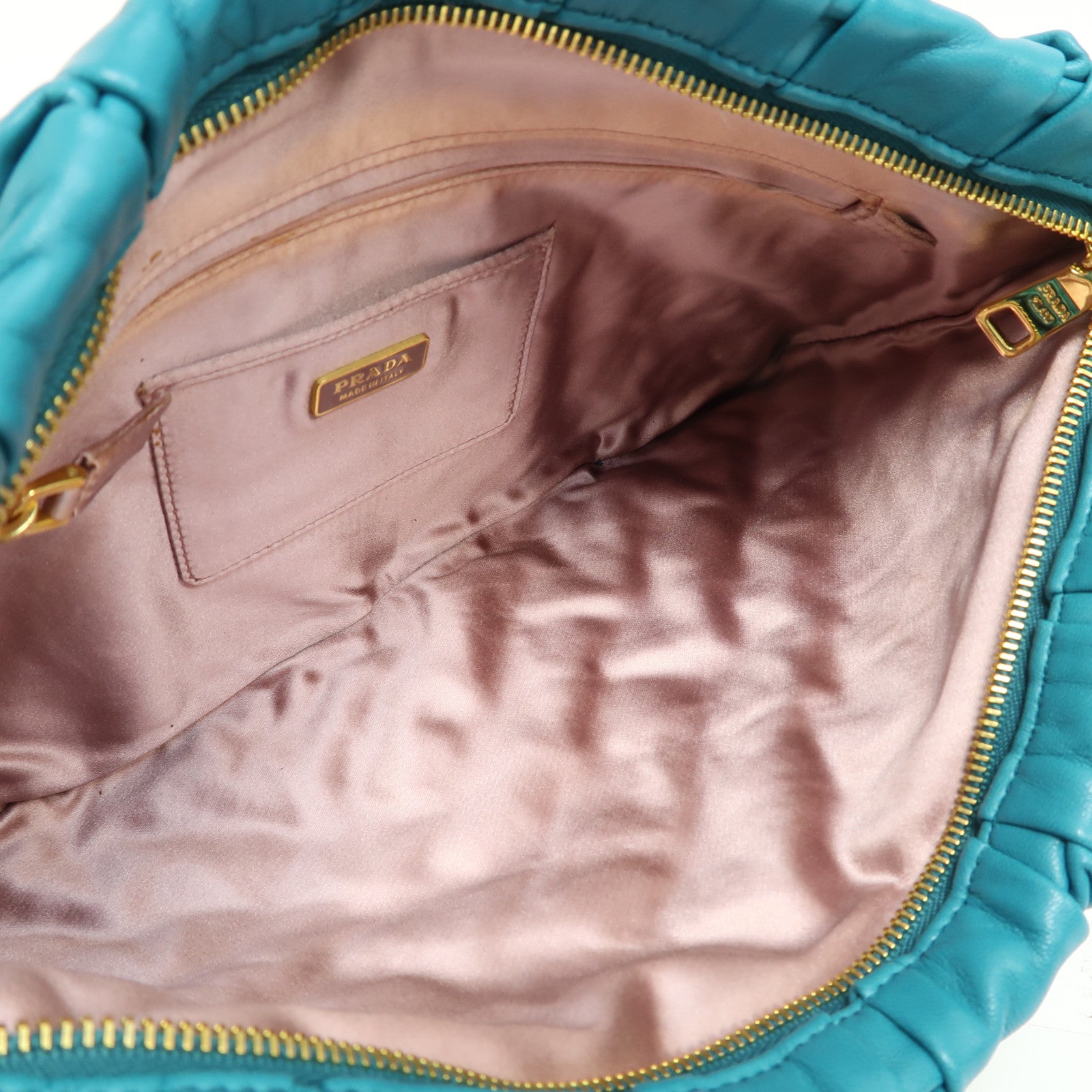 PRADA 羊皮皮革Clutch Bag金扣手拿包綠色