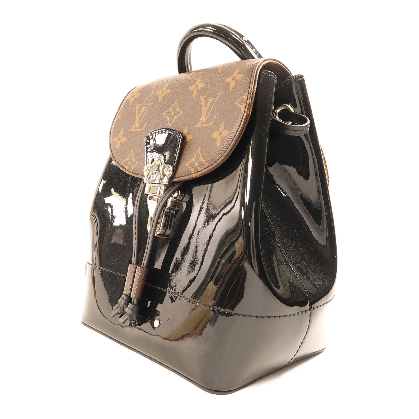 LOUIS VUITTON LV SHW Hot Springs Backpack M55769 Monogram Vernis Brown Black