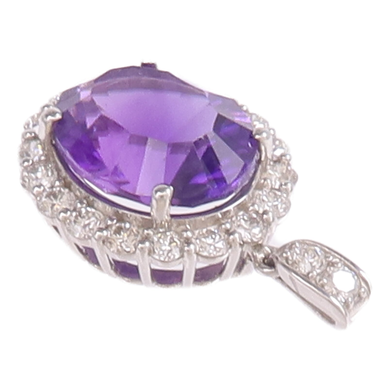 JEWELRY PT950鉑金Amethyst Diamond Pendant Top紫晶/鑽石吊墜