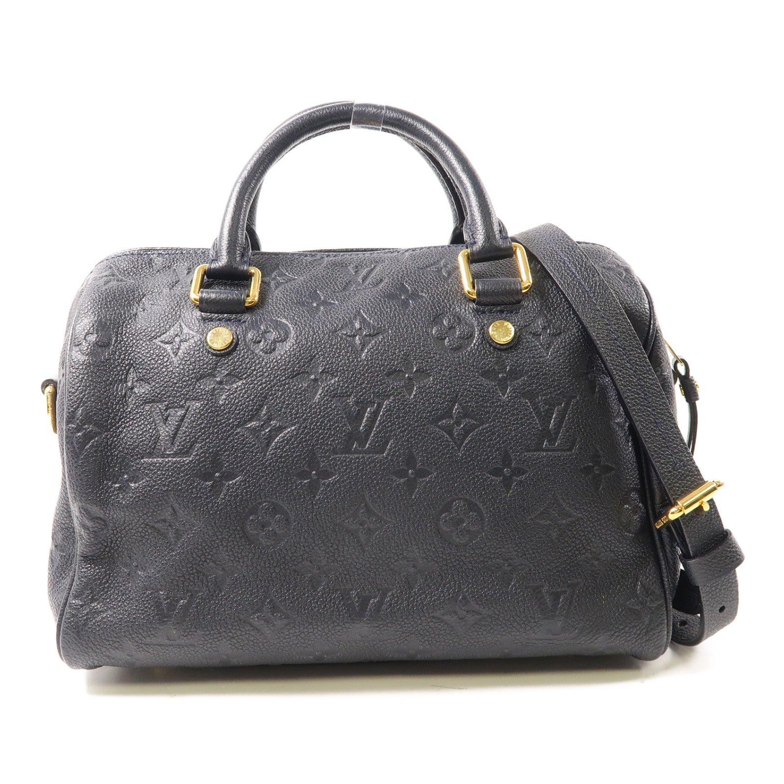 LOUIS VUITTON Monogram Empreinte Speedy 25金扣手挽肩背兩用袋黑色