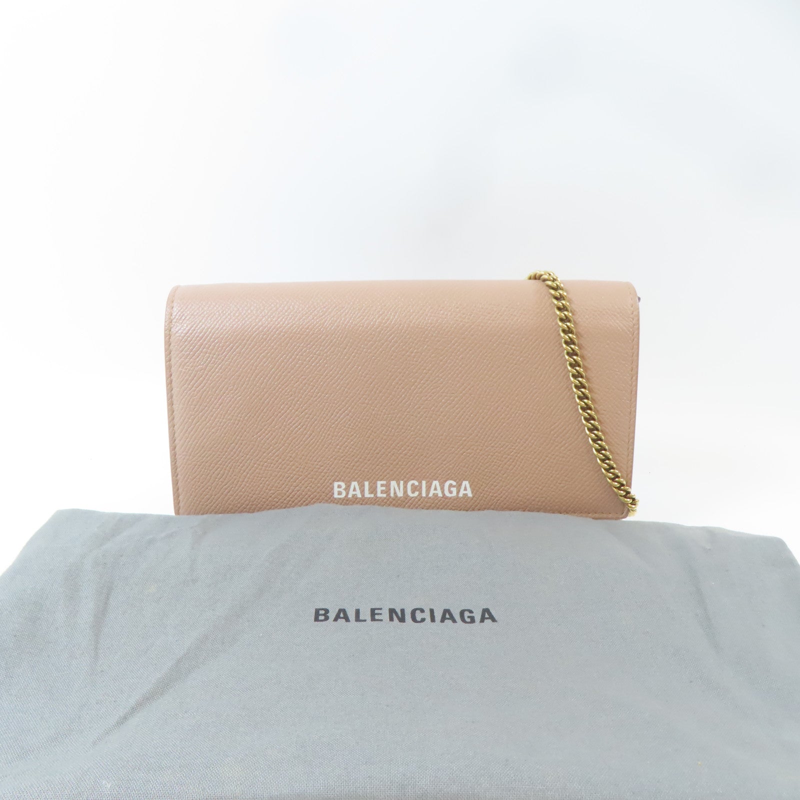 BALENCIAGA 牛皮皮革Shoulder Bag金扣鏈帶肩背袋粉紅色