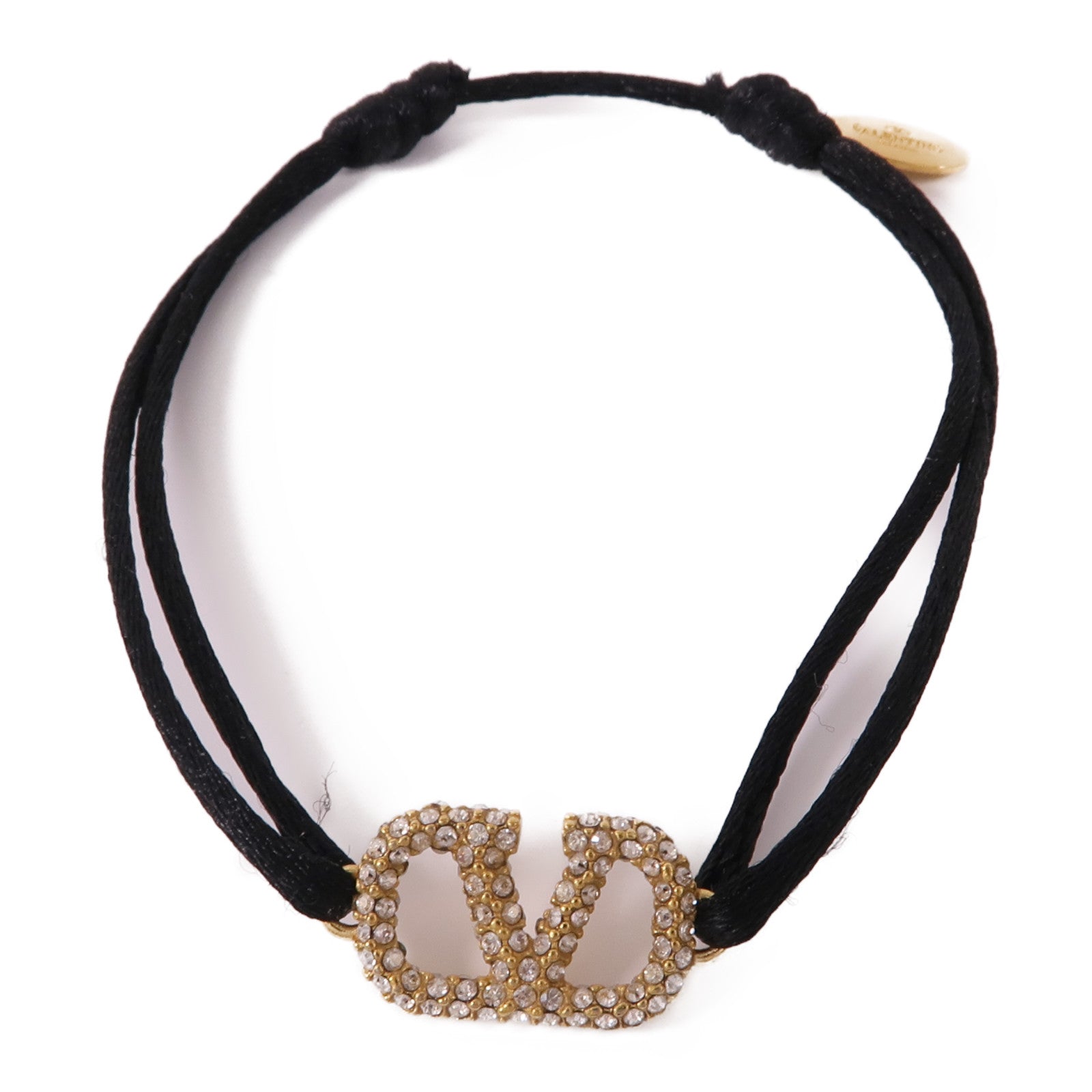 Valentino 聚酯纖維/金屬V Logo Bracelet手繩