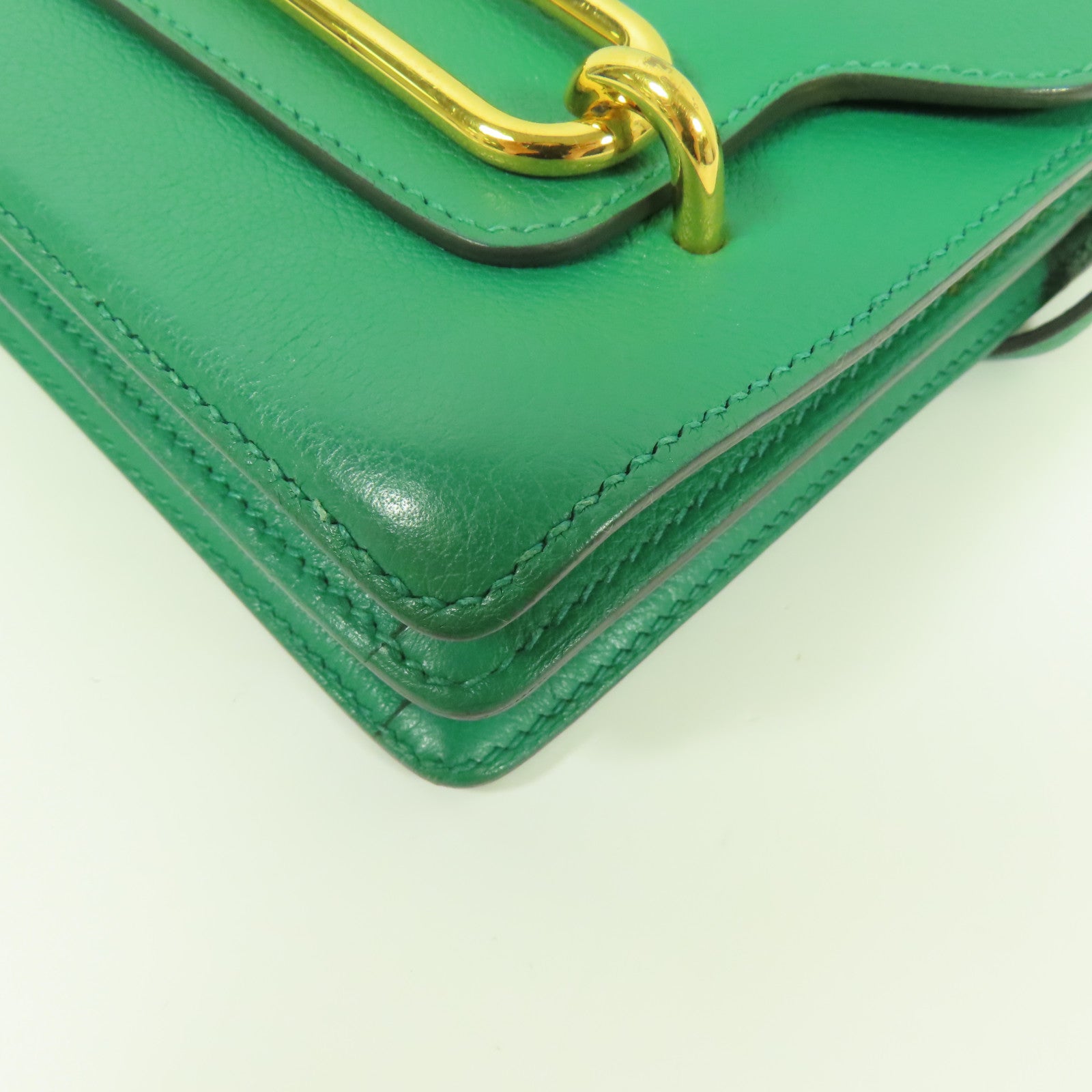 HERMES Clemence皮革Mini Roulis 金扣肩背袋Mentha