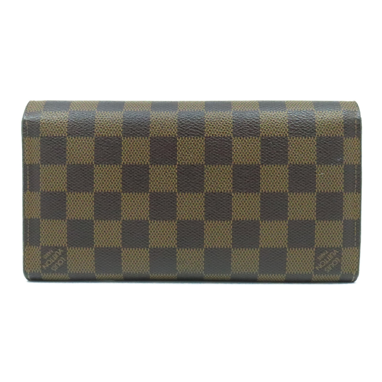 LOUIS VUITTON 【清倉大減價】Damier Ebene Portefeiulle Rose Berry金扣長錢包啡色
