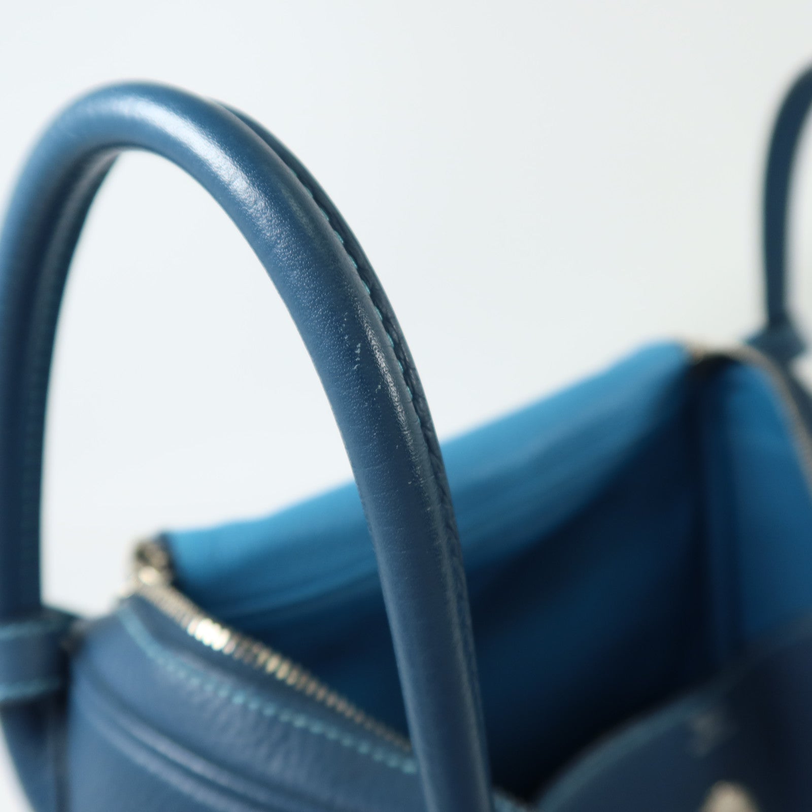 HERMES Clemence皮革Lindy 30銀扣手挽肩背兩用袋Turquoise/Colvert