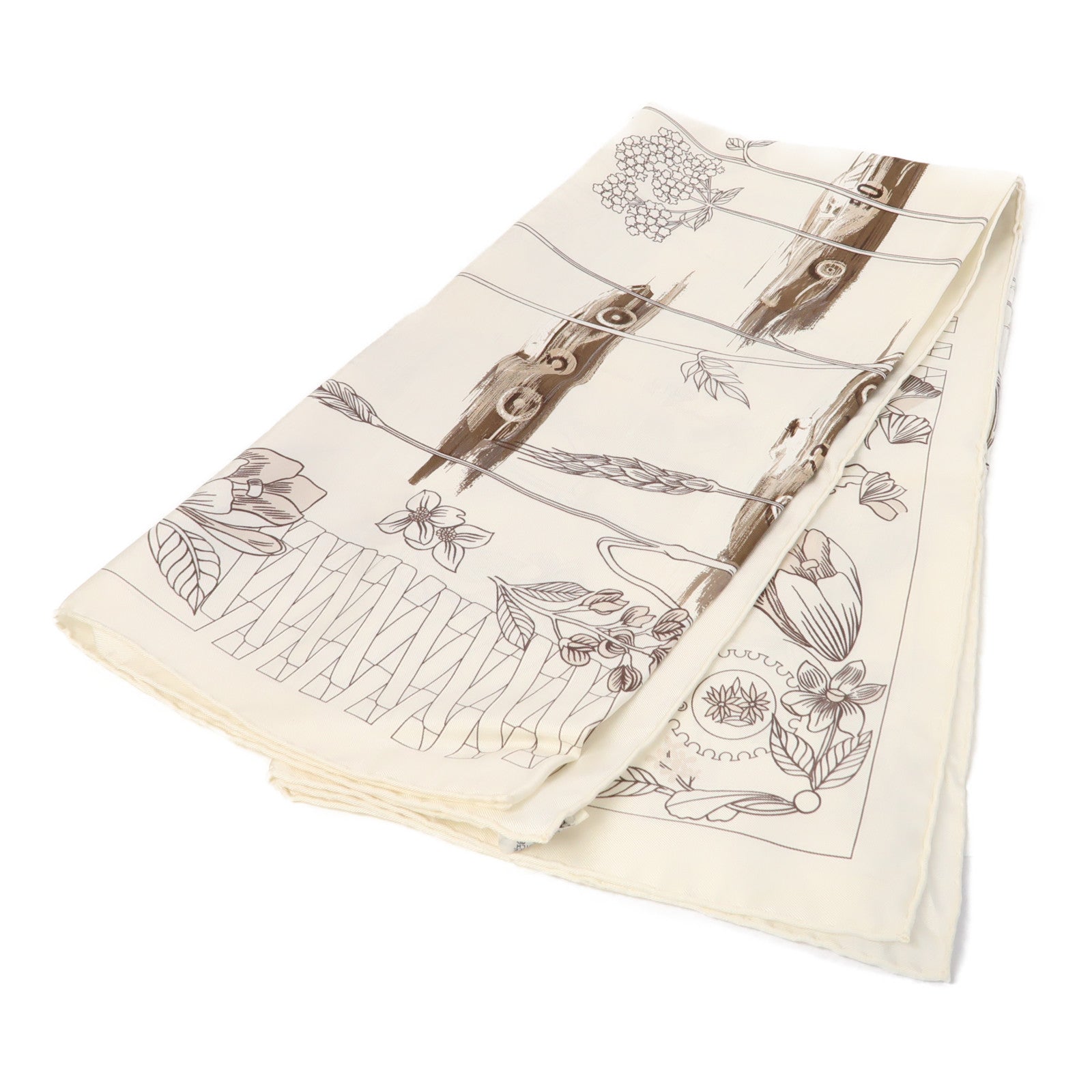 HERMES 絲質Scarf 90x90絲巾白色