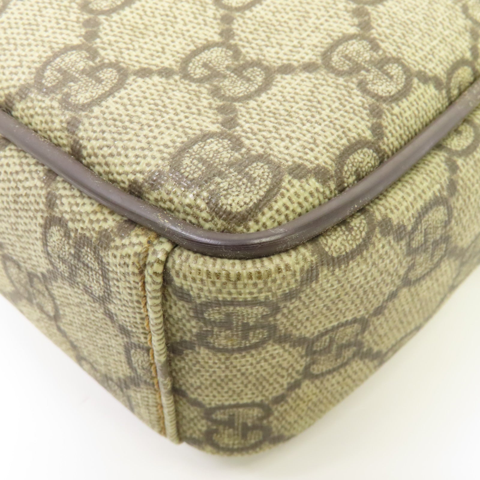 GUCCI 塗層帆布Shoulder Bag銀扣肩背袋啡色