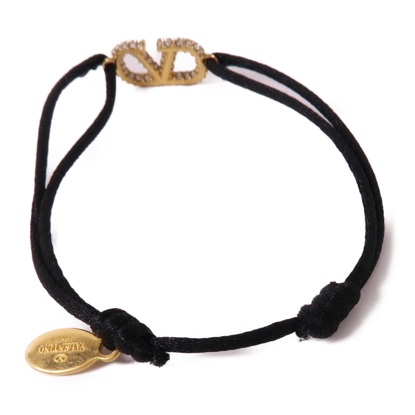Valentino 聚酯纖維/金屬V Logo Bracelet手繩