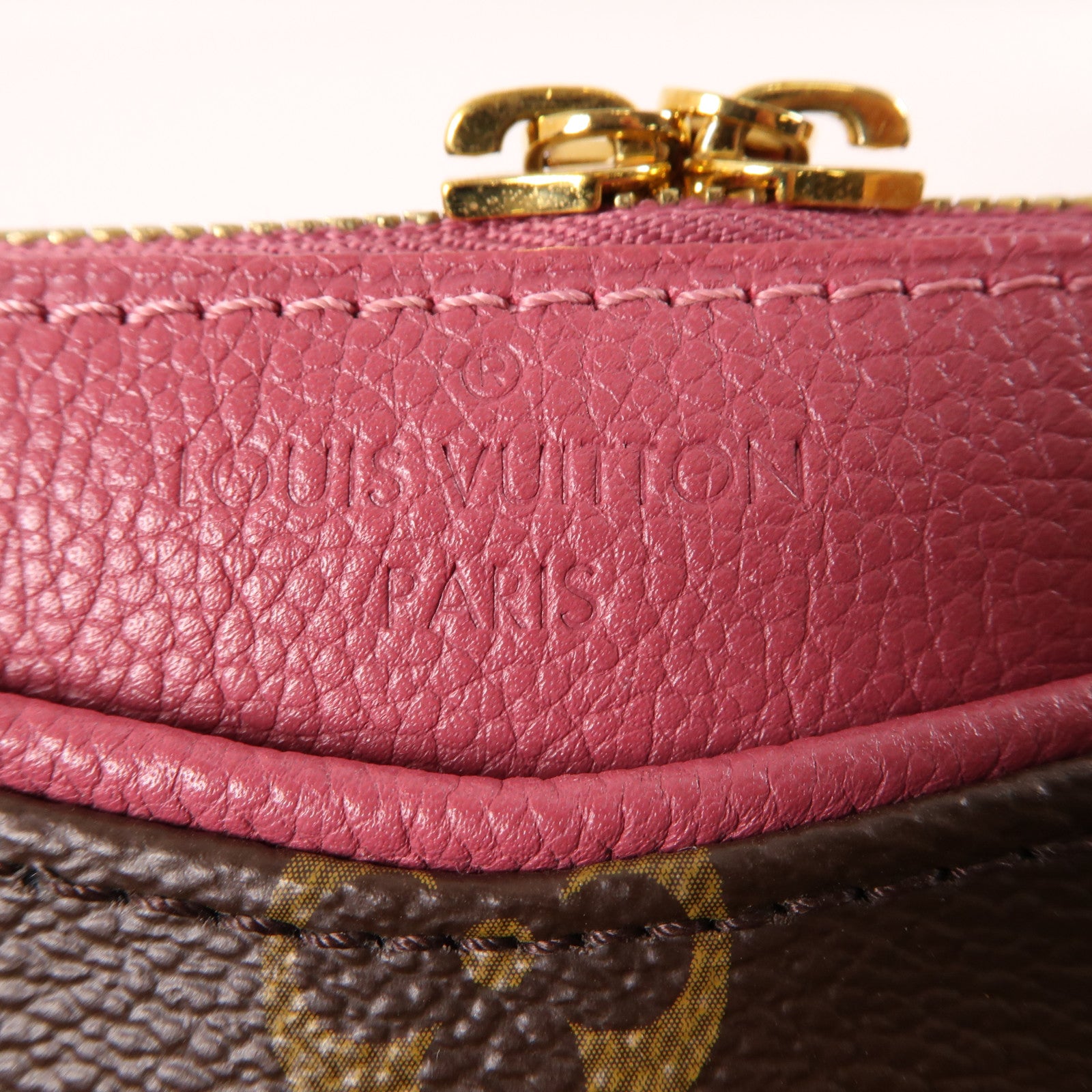 LOUIS VUITTON Monogram Pallas BB金扣手挽肩背兩用袋棕色/紅色