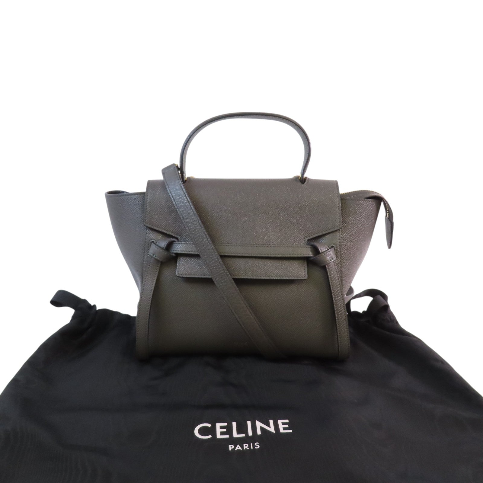 CELINE GHW Micro Belt Bag Handbag Shoulder Bag W-AT-2179 Calfskin Leather Grey