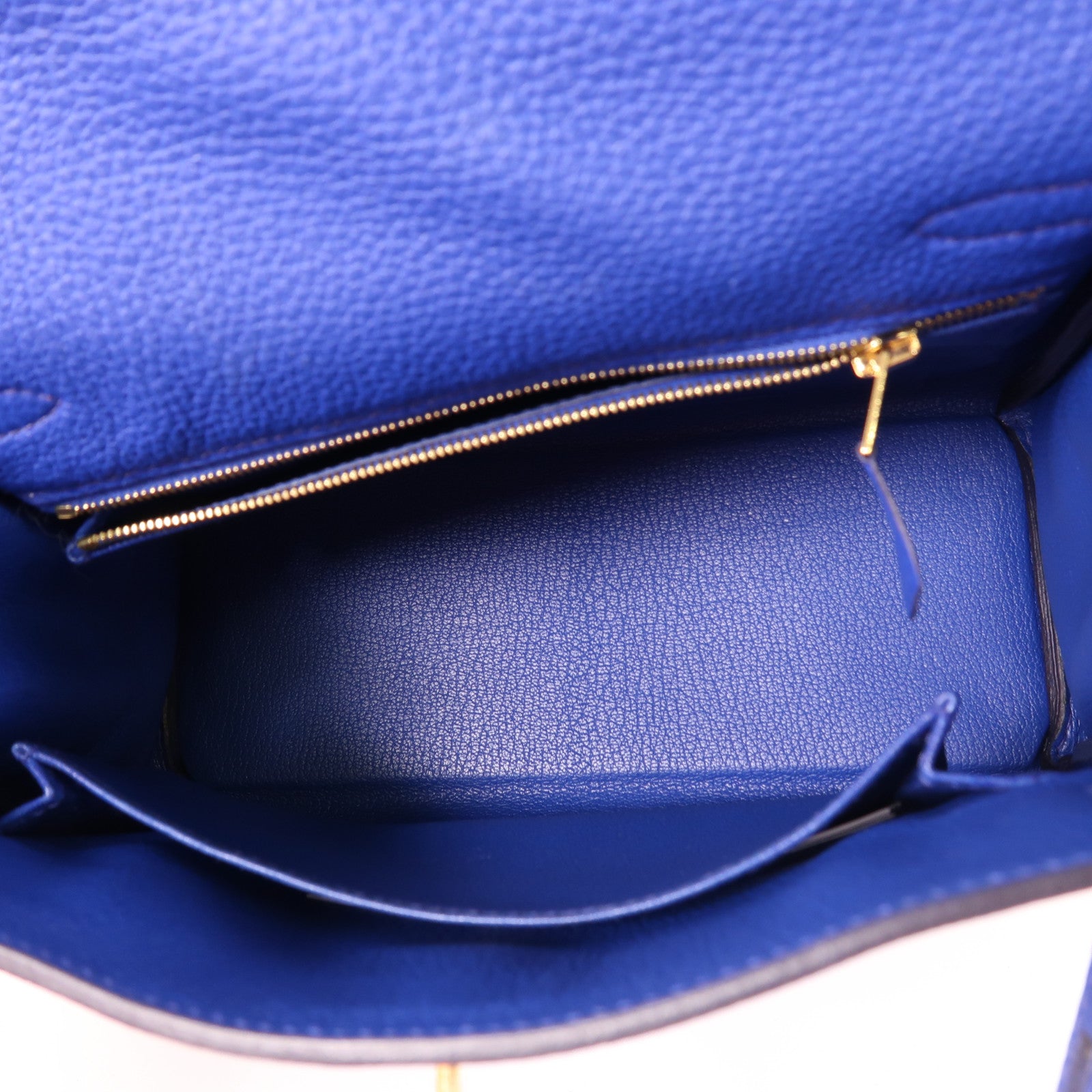 HERMES Togo皮革Kelly 25金扣手挽肩背兩用袋Bleu Royal