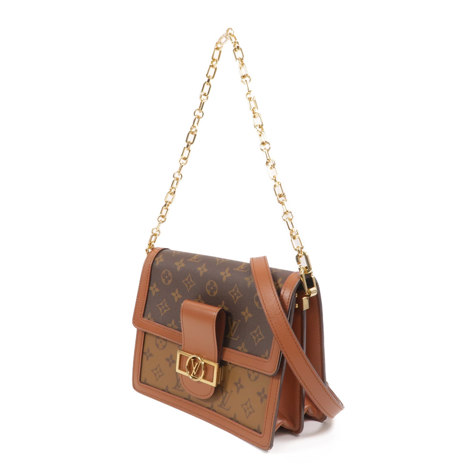 LOUIS VUITTON Monogram/Monogram Reverse Dauphine MM鏈帶手挽肩背兩用袋
