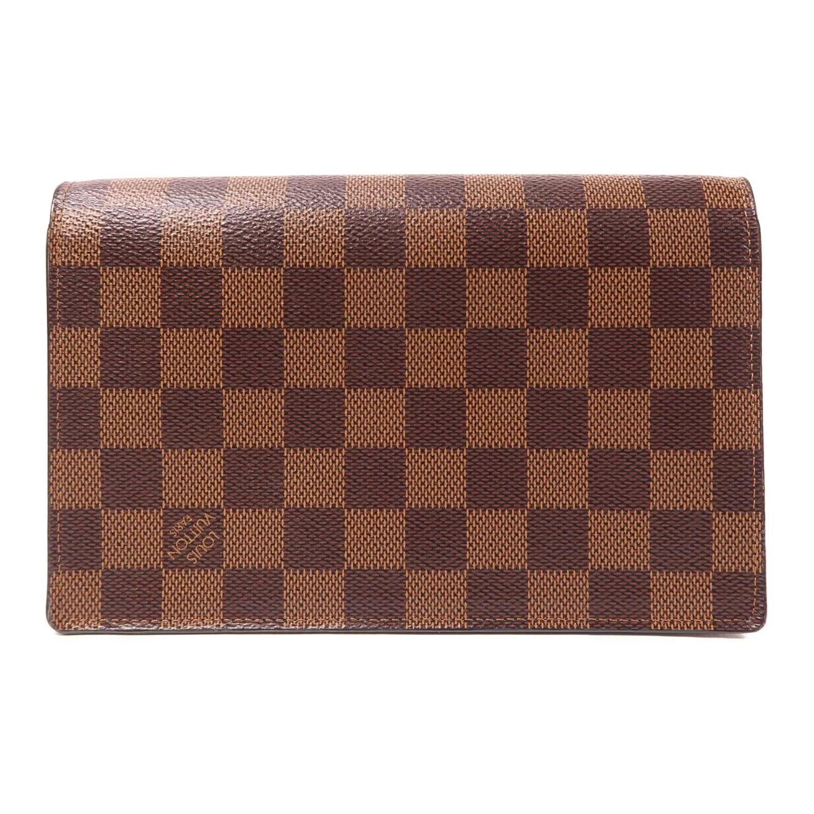 LOUIS VUITTON Damier Vavin WOC金扣鏈帶肩背袋啡色/紅色