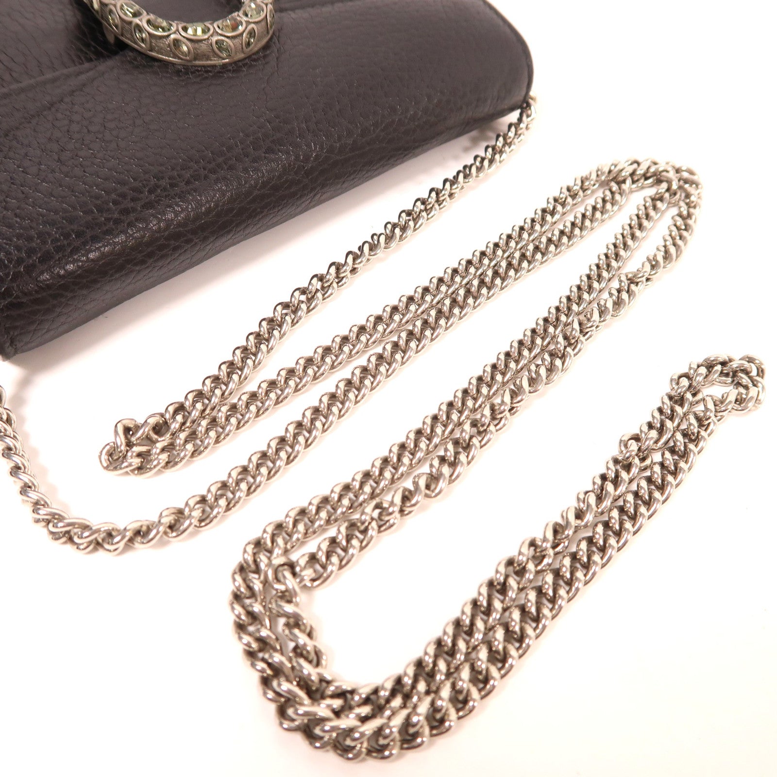 GUCCI GG SHW Dionysus Super Mini Chain Shoulder Bag Leather Black