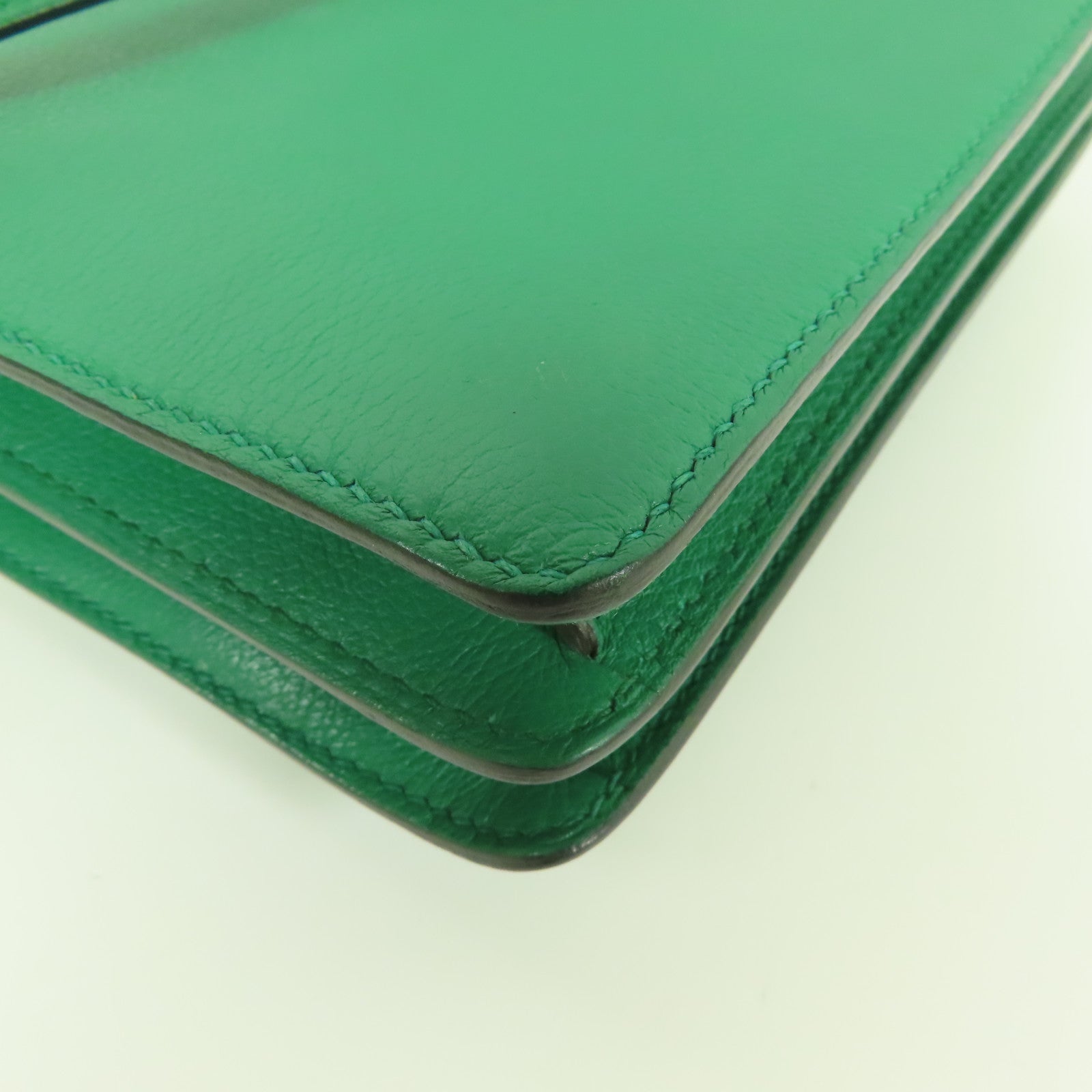 HERMES Clemence皮革Mini Roulis 金扣肩背袋Mentha