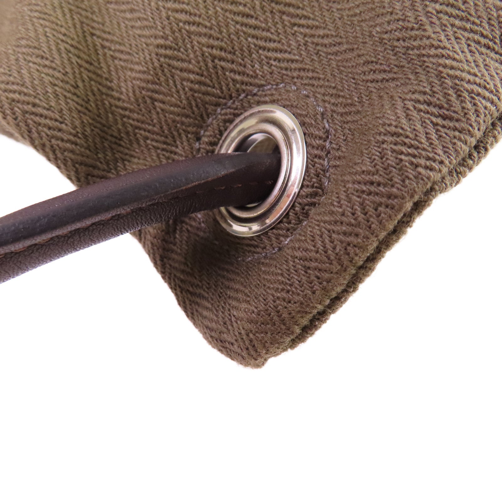 HERMES Toile Chevrons帆布Aline Backpack銀扣背包軍綠色