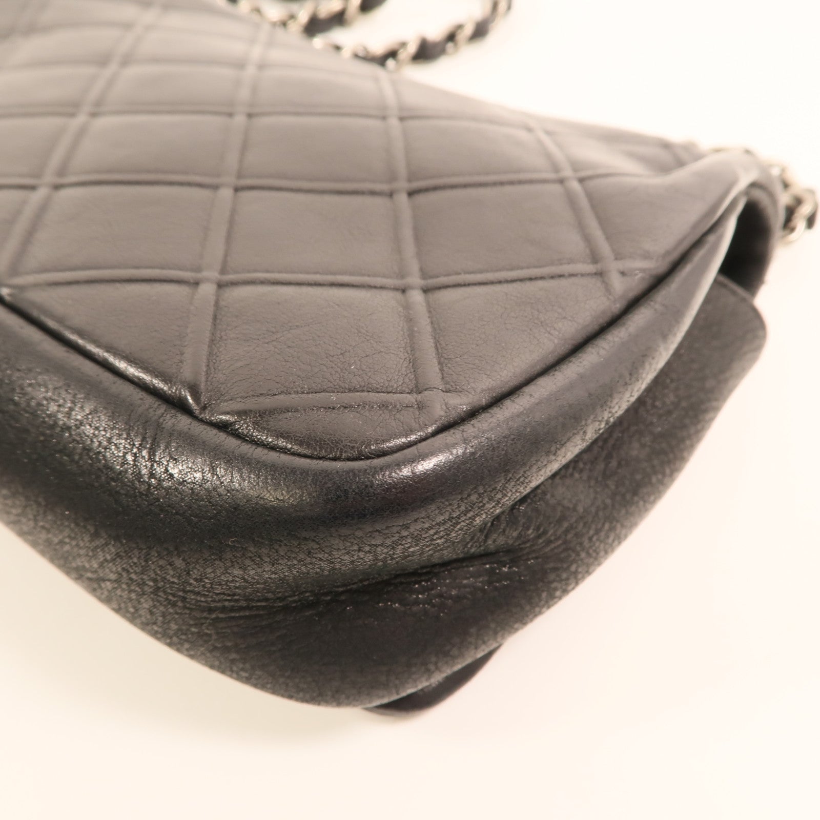 CHANEL 牛皮皮革Chain Shoulder銀扣鏈帶肩背袋