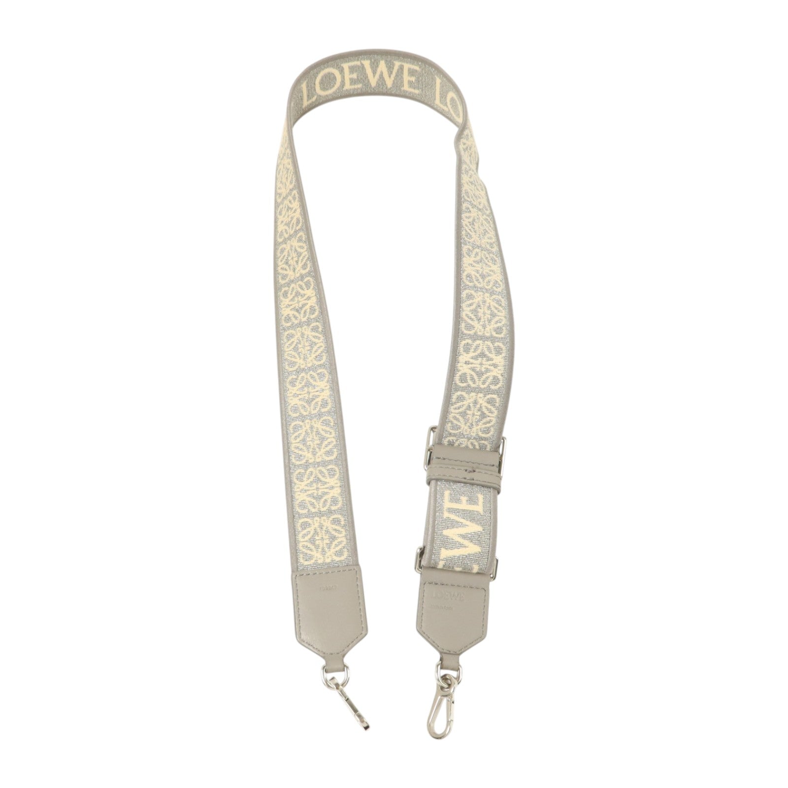 LOEWE 帆布/牛皮皮革Anagram Bag Shoulder Strap銀扣肩帶