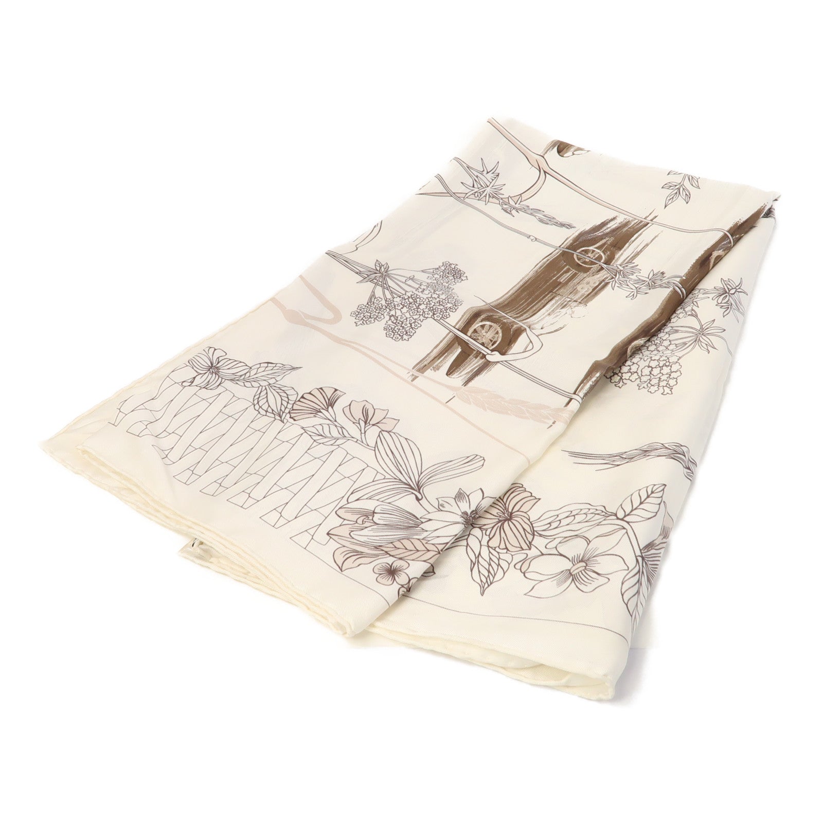 HERMES 絲質Scarf 90x90絲巾白色