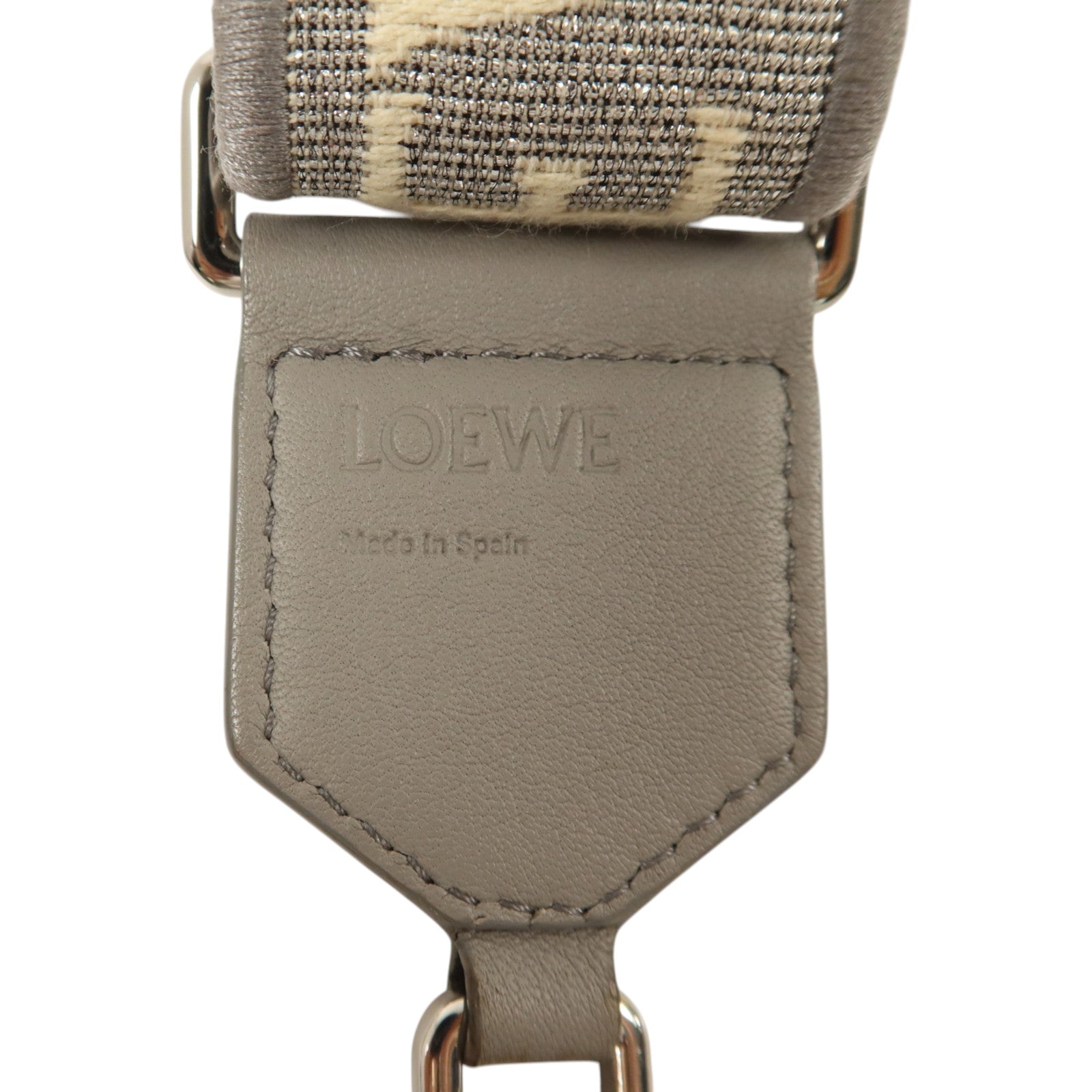 LOEWE 帆布/牛皮皮革Anagram Bag Shoulder Strap銀扣肩帶