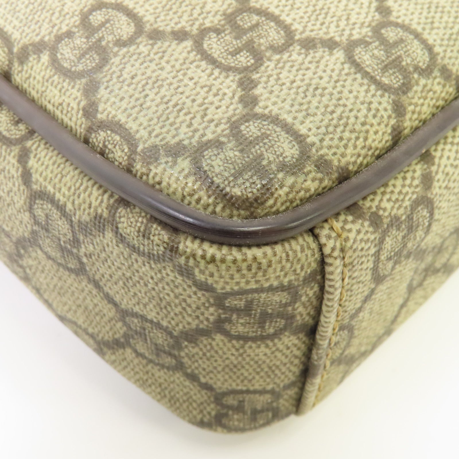 GUCCI 塗層帆布Shoulder Bag銀扣肩背袋啡色