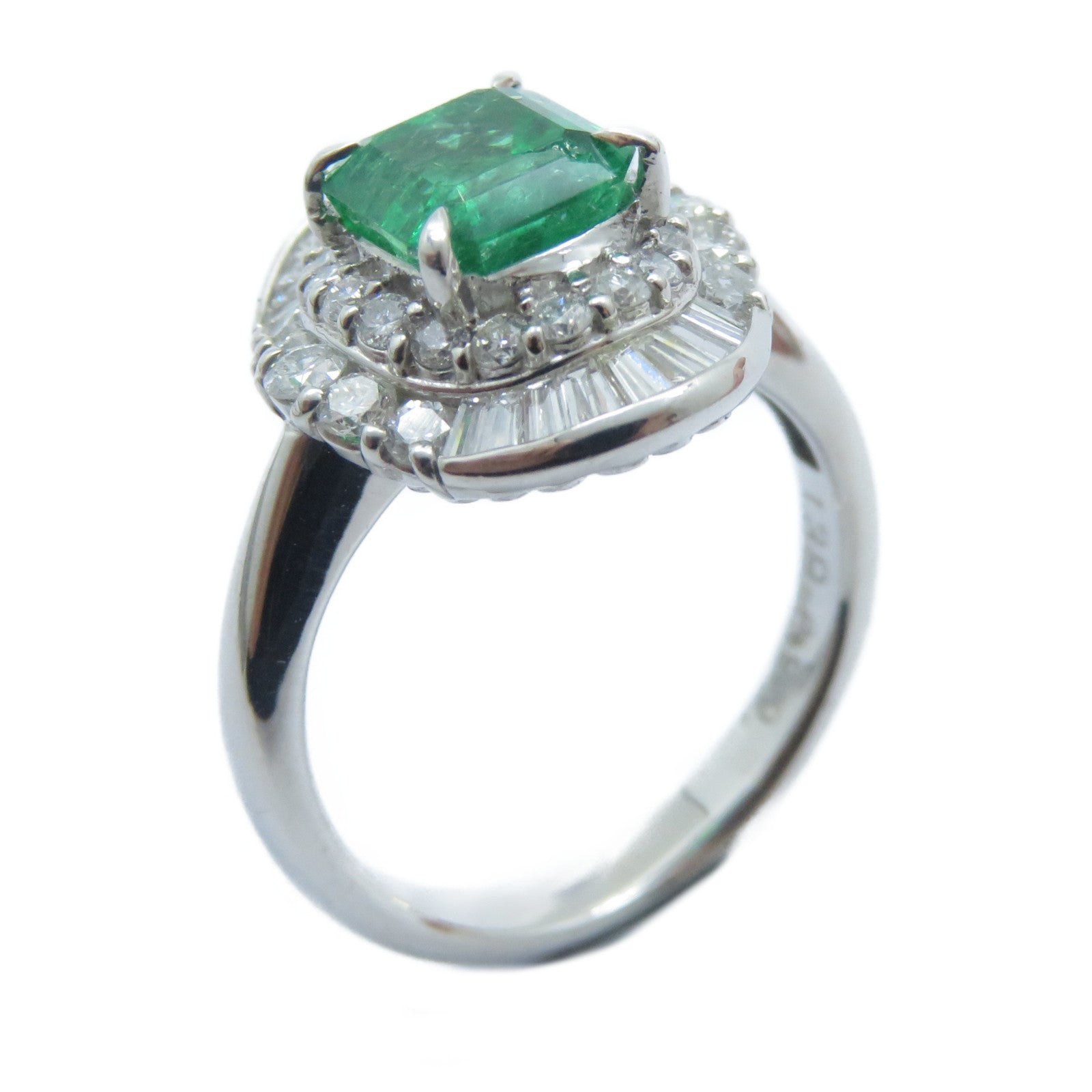JEWELRY 【激減優惠】PT900鉑金Emerald Diamond Ring 1.39ct綠寶石/0.71ct鑽石戒指US#5