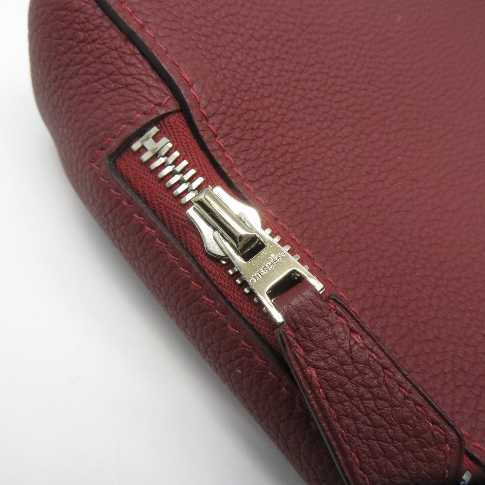 HERMES 【激減優惠】Clemence皮革Victoria Light Briefcase銀扣公事包Rouge深紅色