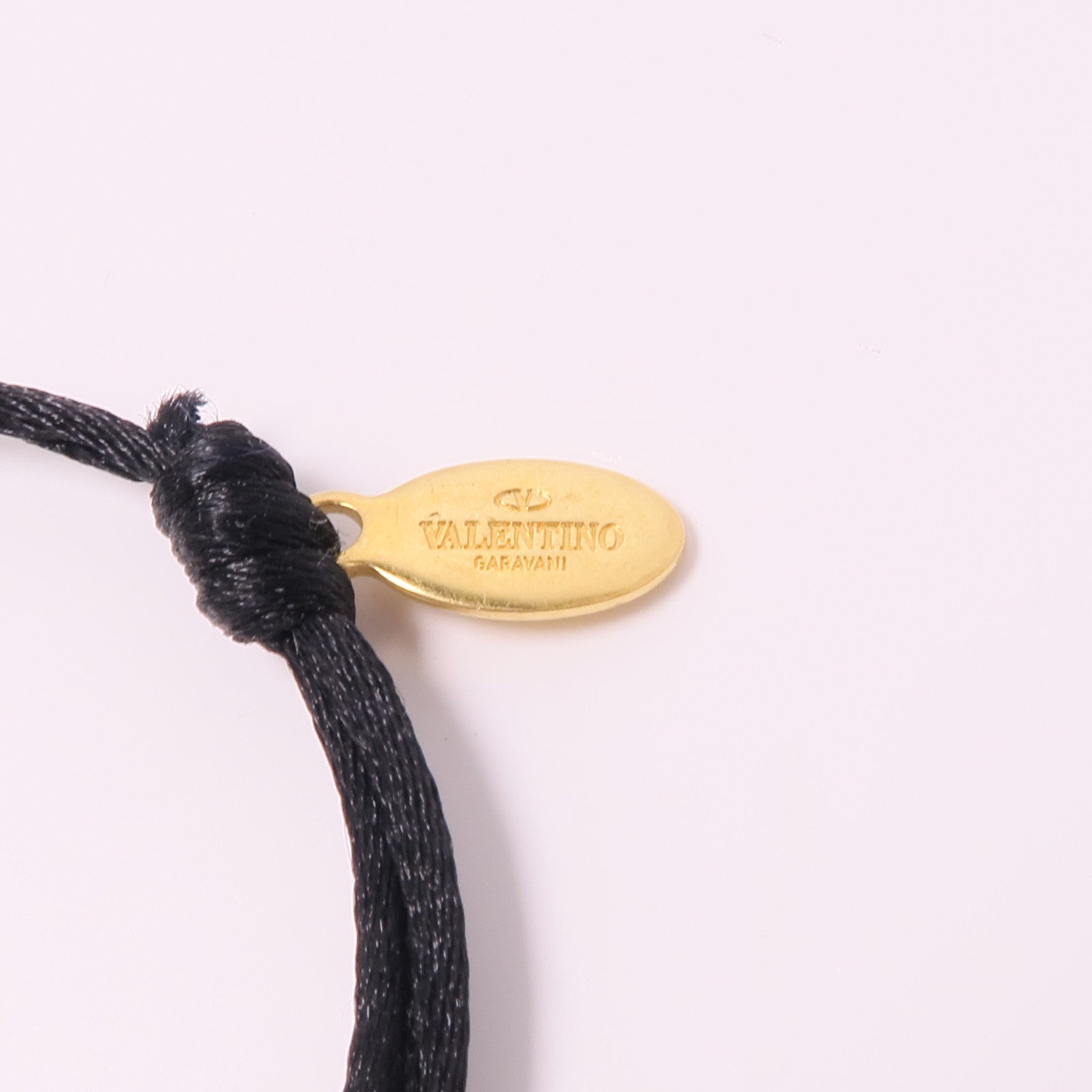 Valentino 聚酯纖維/金屬V Logo Bracelet手繩