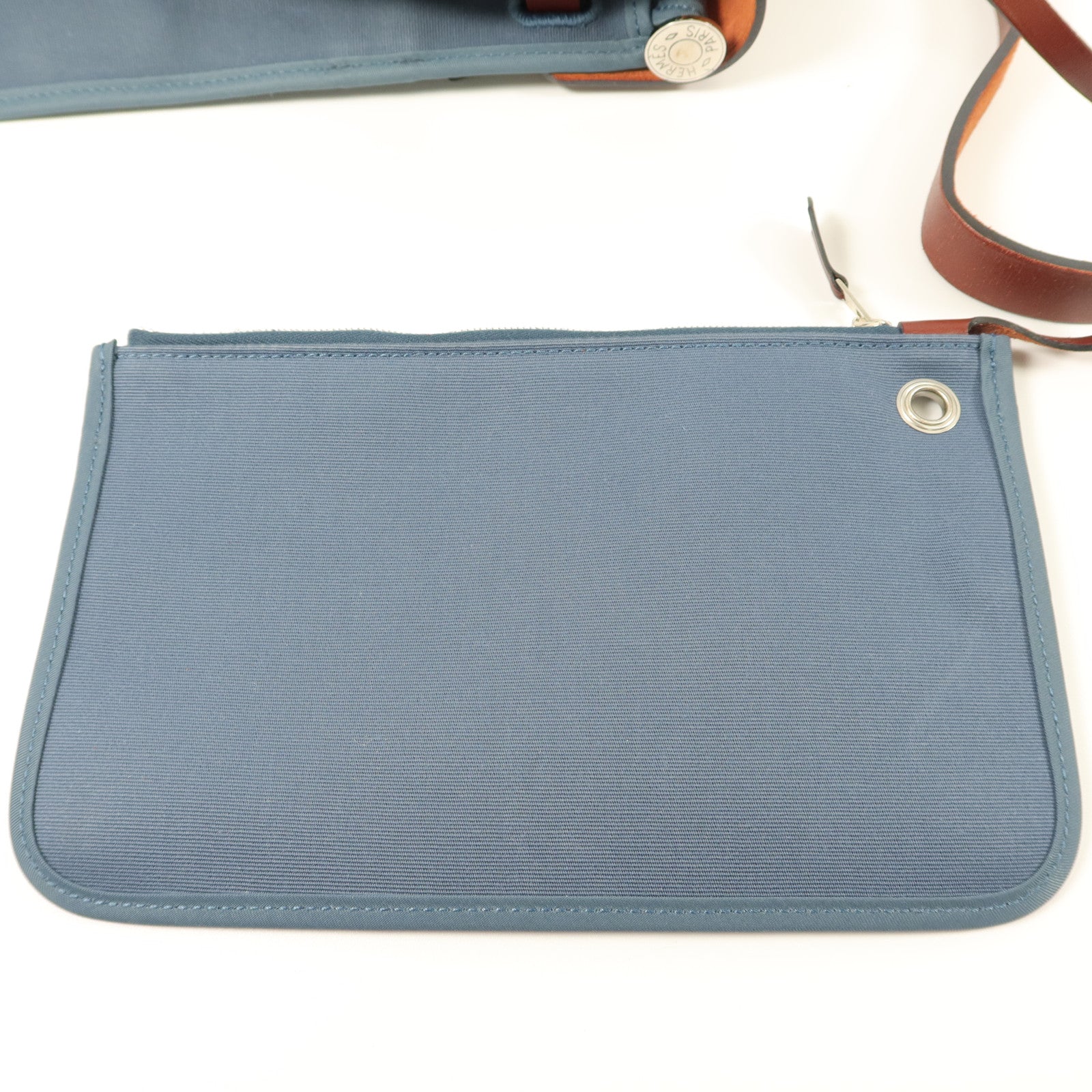 HERMES 帆布Herbag PM手挽肩背兩用袋Bleu Tempete