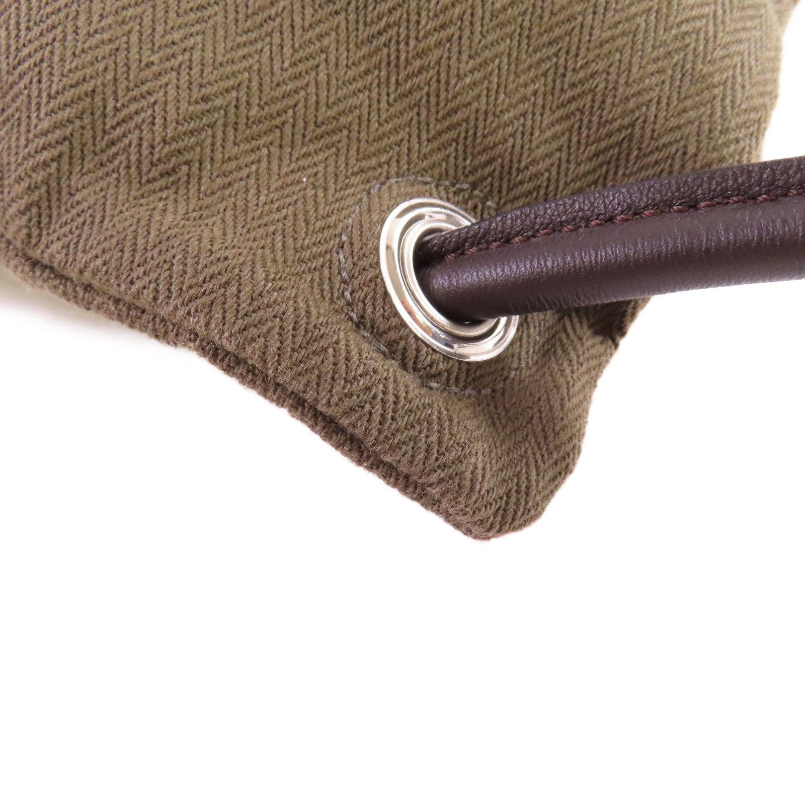 HERMES Toile Chevrons帆布Aline Backpack銀扣背包軍綠色