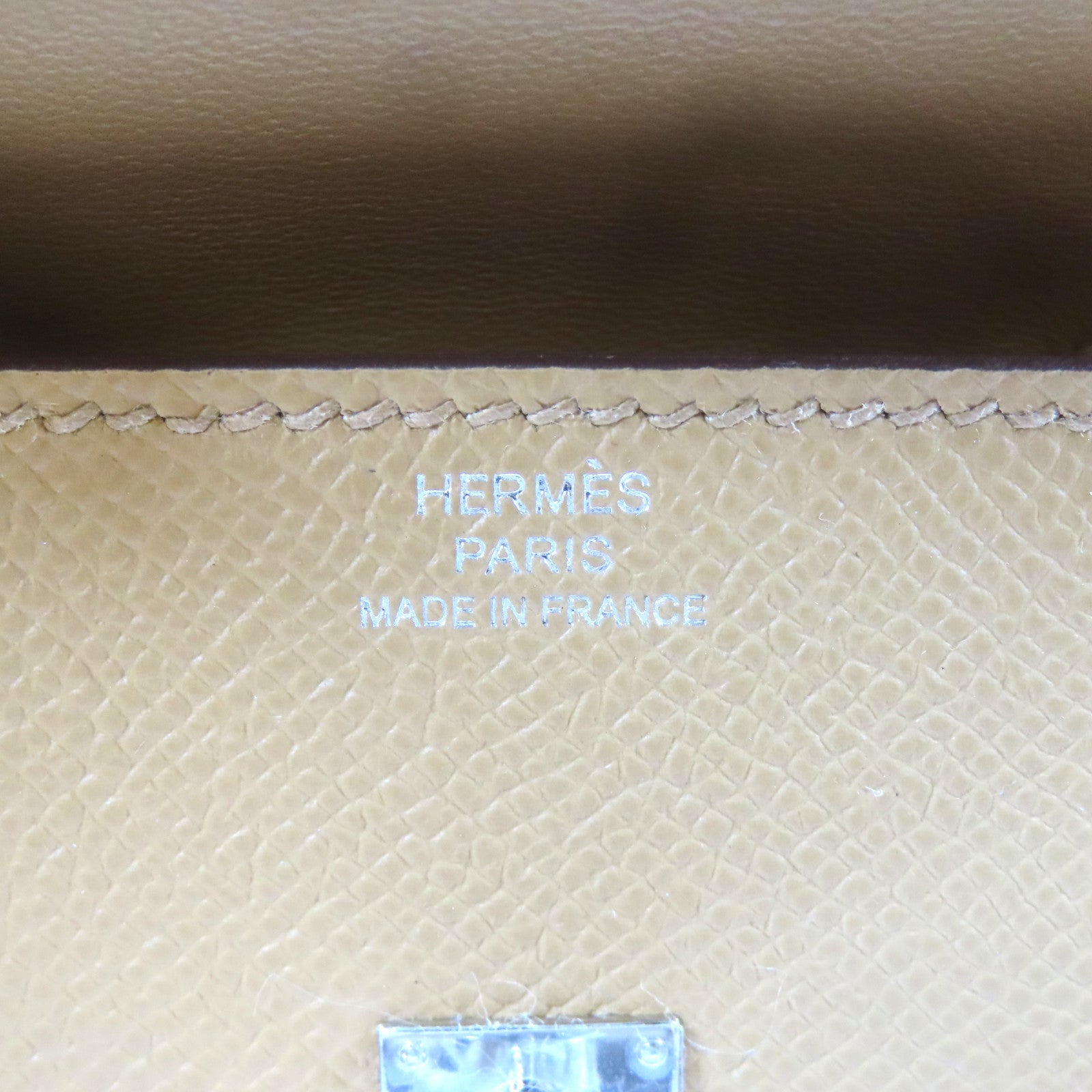 HERMES Epsom皮革Kelly Doll銀扣手挽肩背兩用袋Biscuit/啡色
