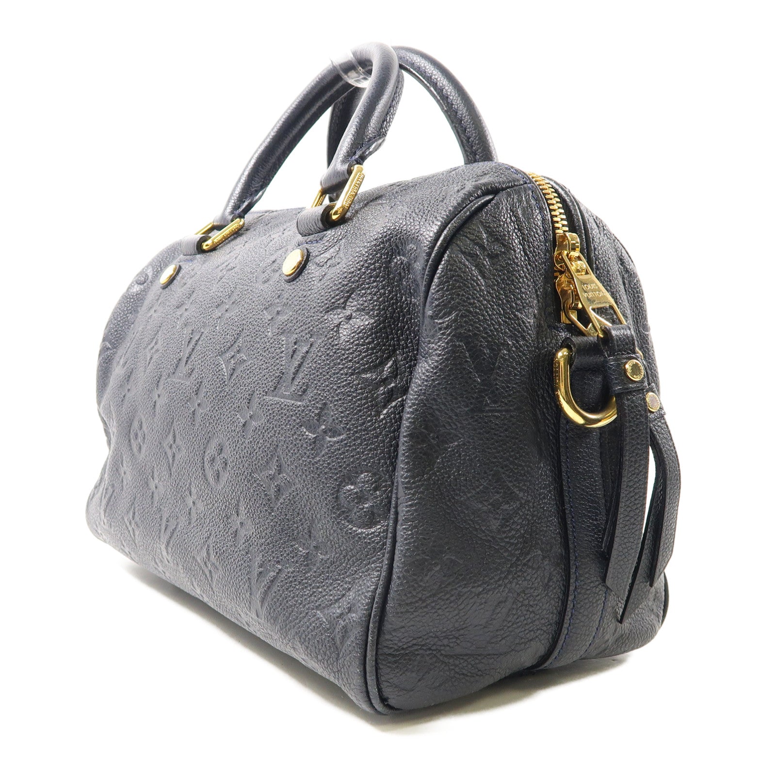 LOUIS VUITTON Monogram Empreinte Speedy 25金扣手挽肩背兩用袋黑色