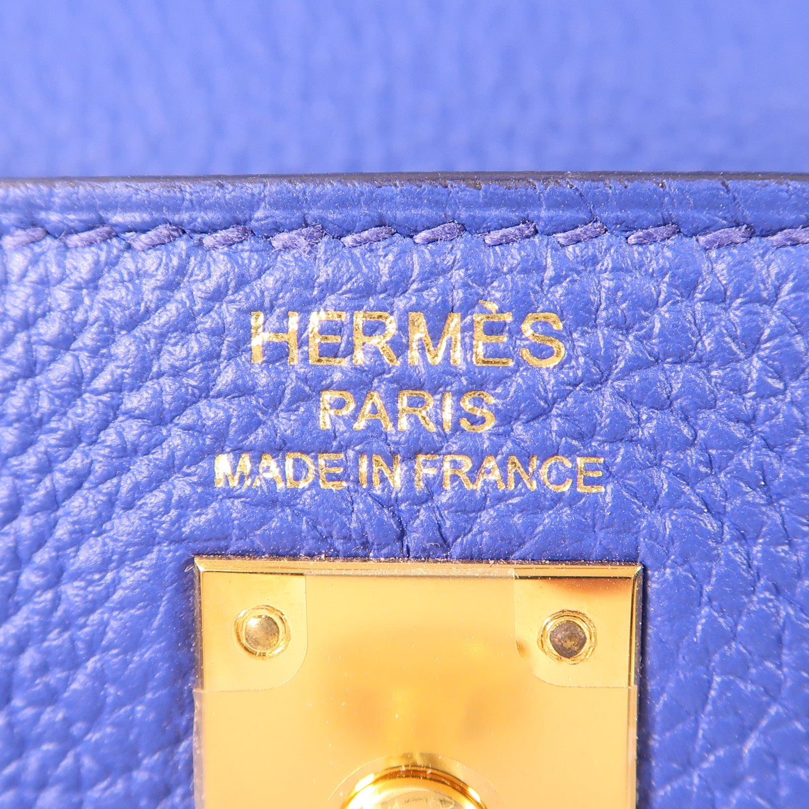 HERMES Togo皮革Kelly 25金扣手挽肩背兩用袋Bleu Royal