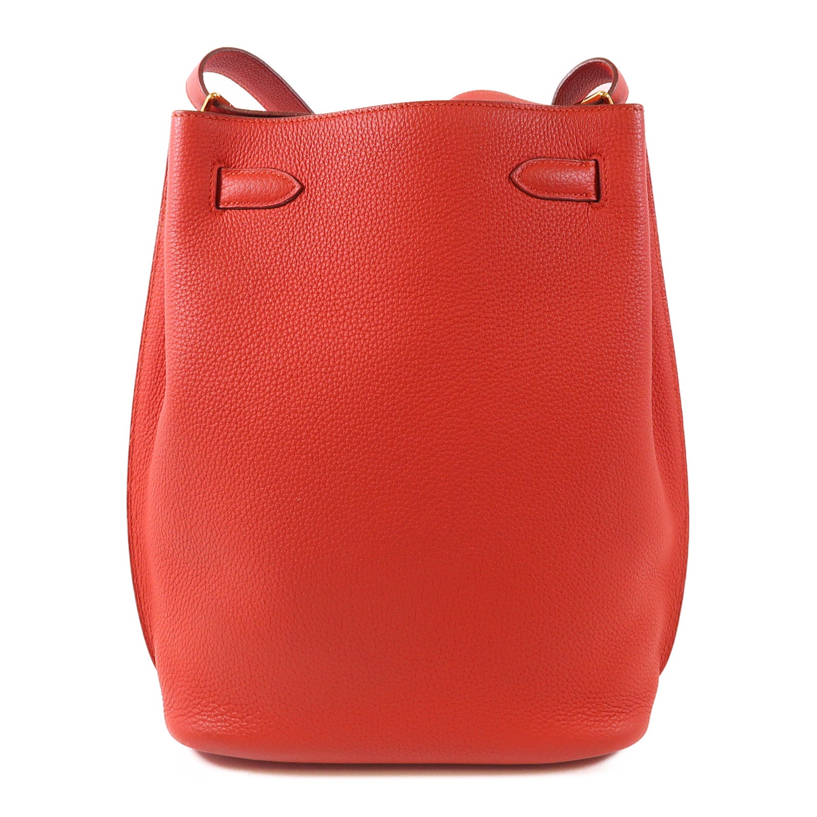 HERMES Clemence皮革So Kelly 22銀扣肩背袋9M Sanguine
