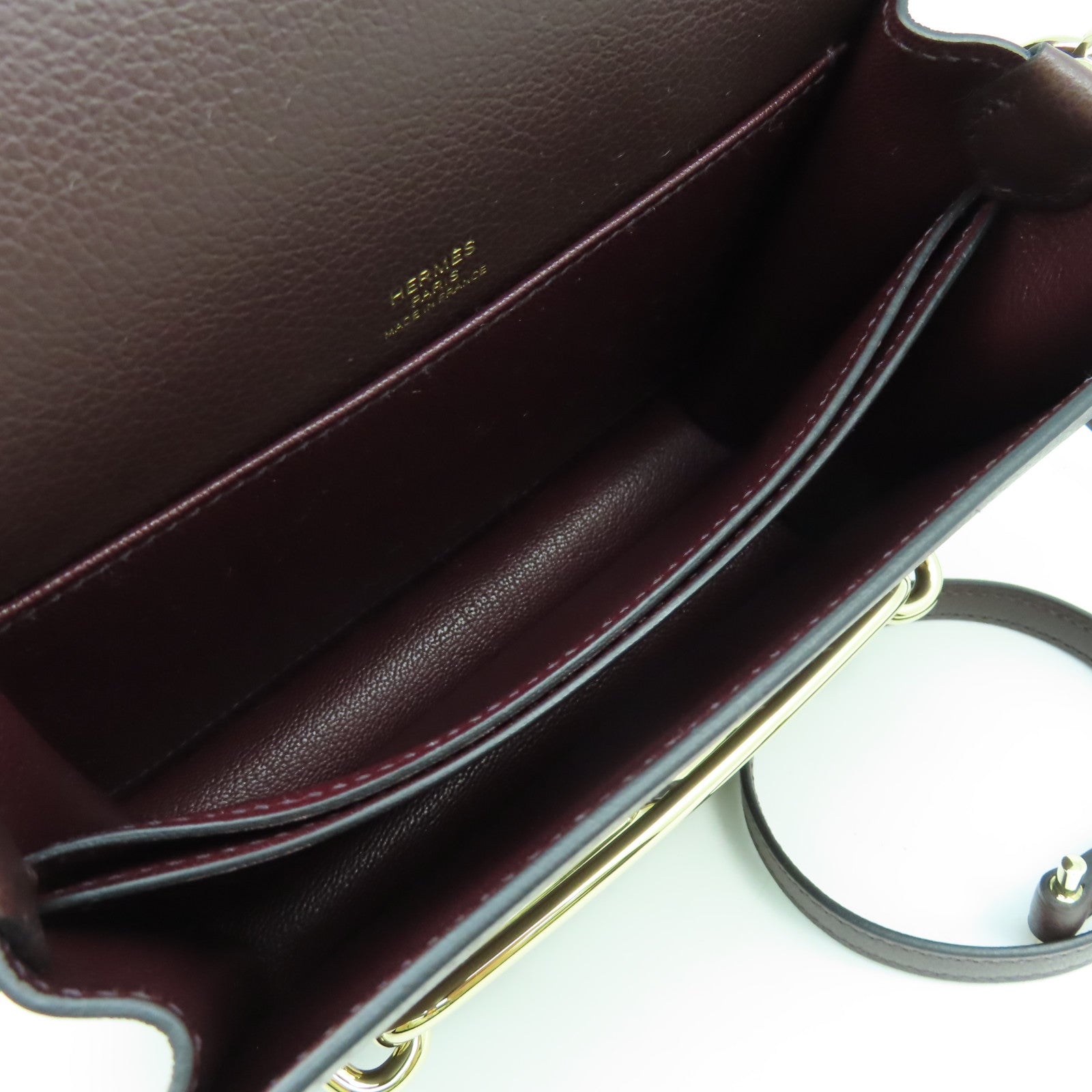 HERMES 【激減優惠】Evercolor皮革Mini Roulis金扣肩背袋深紫色