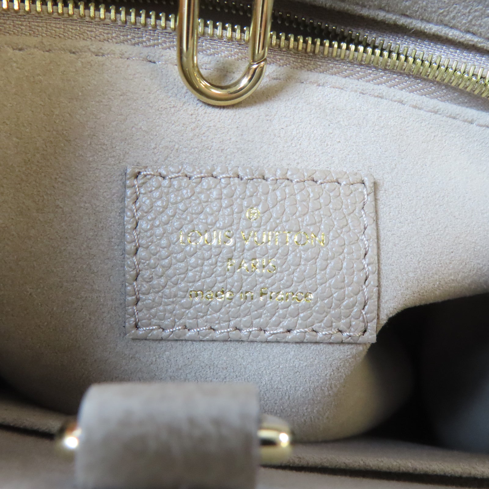 LOUIS VUITTON Monogram Empreinte On The Go PM金扣手挽肩背兩用袋淺褐色