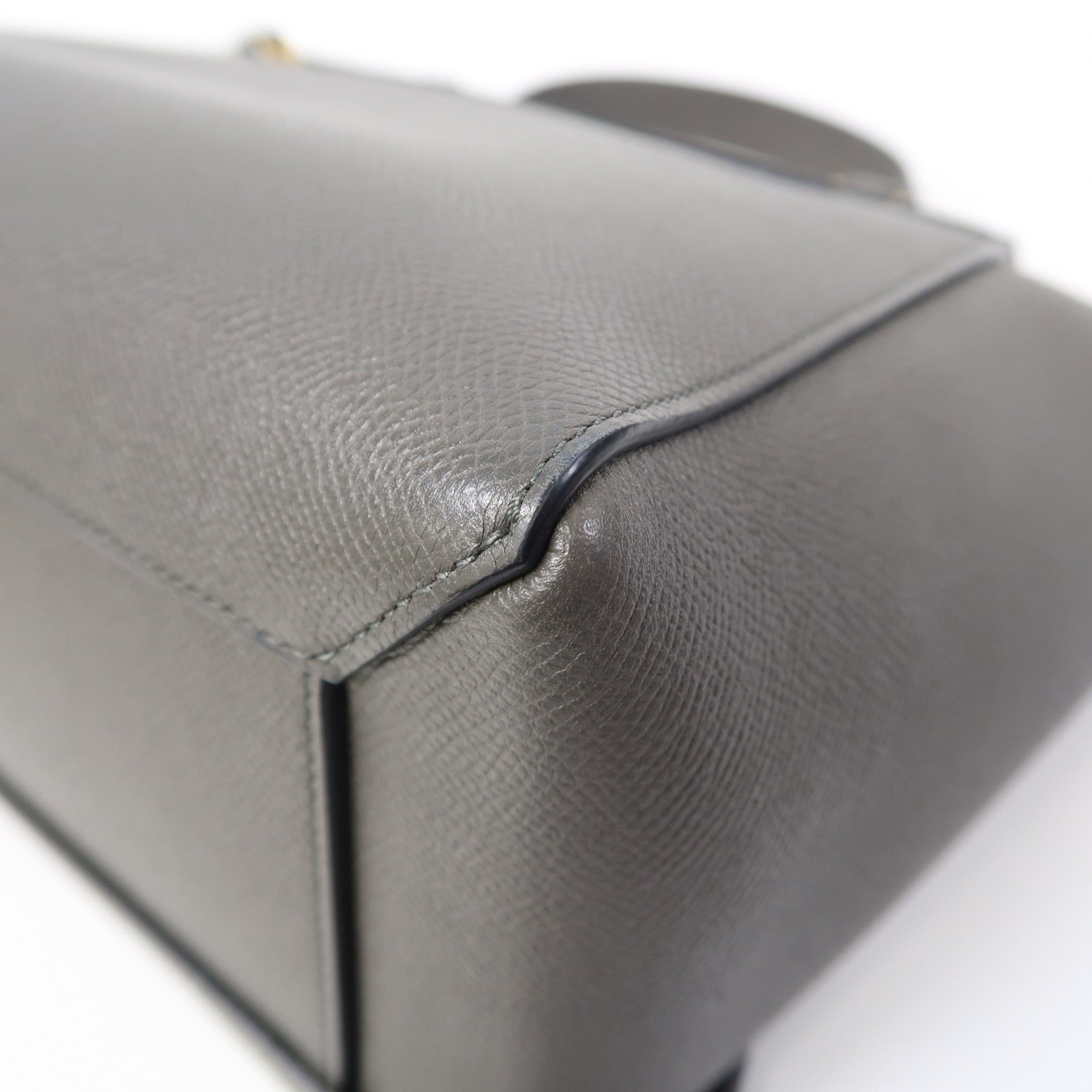 CELINE 牛皮皮革Belt Bag金扣手挽肩背兩用袋灰色