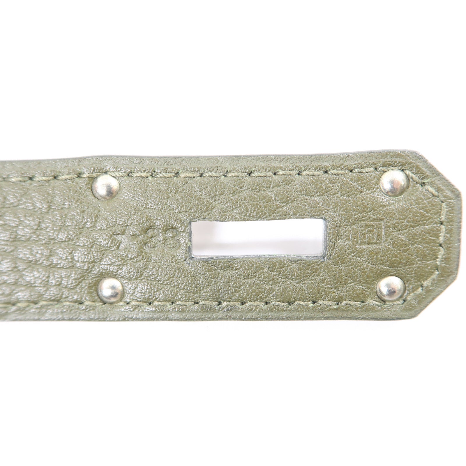 HERMES Clemence皮革Jypsiere 31銀扣肩背袋Vert Veronese綠色