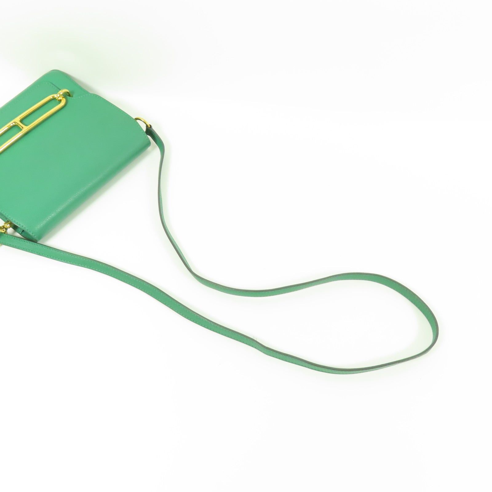 HERMES Clemence皮革Mini Roulis 金扣肩背袋Mentha