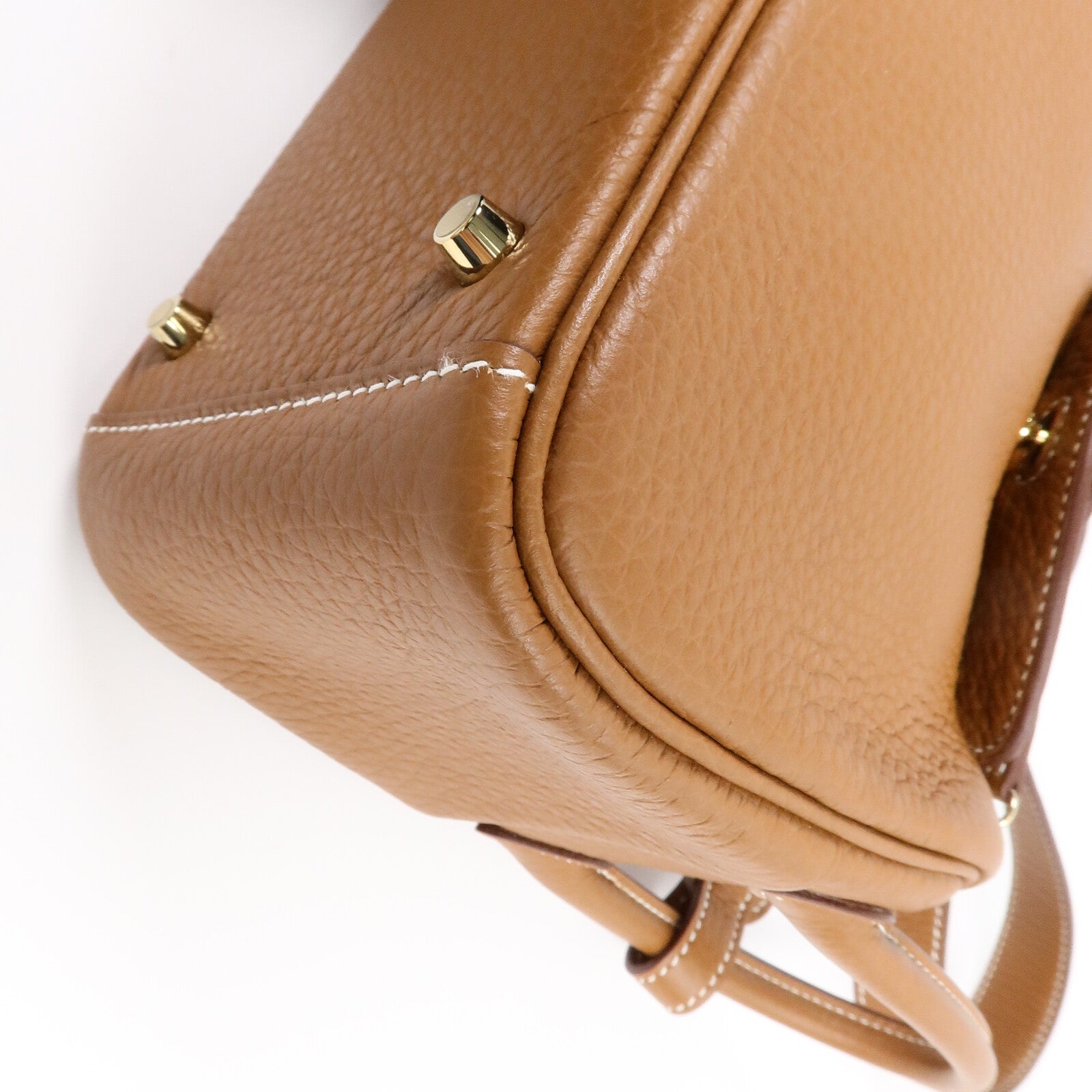 HERMES Clemence皮革Mini Lindy手挽肩背兩用袋Gold