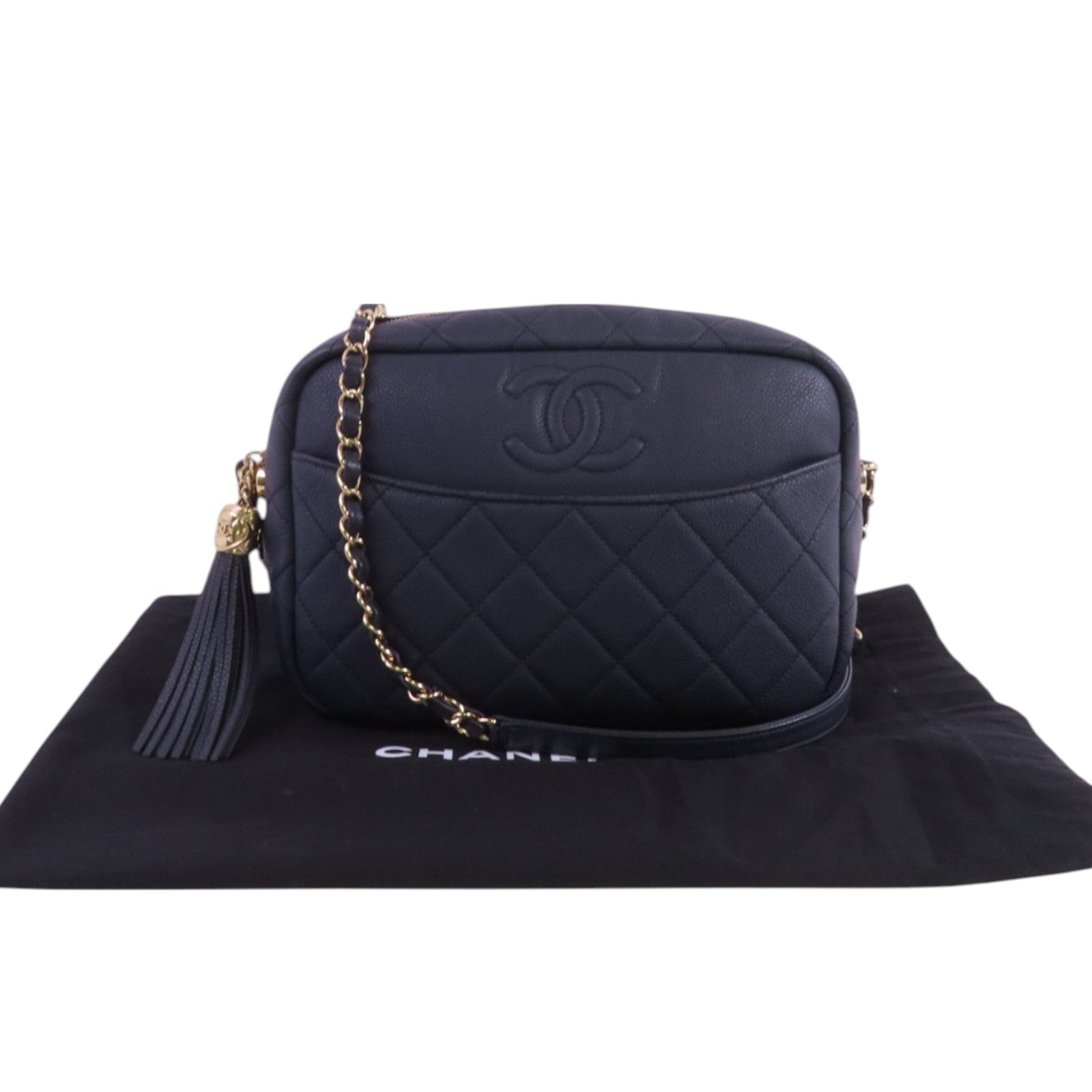 CHANEL 牛皮皮革Chain Shoulder Bag金扣鏈帶肩背袋