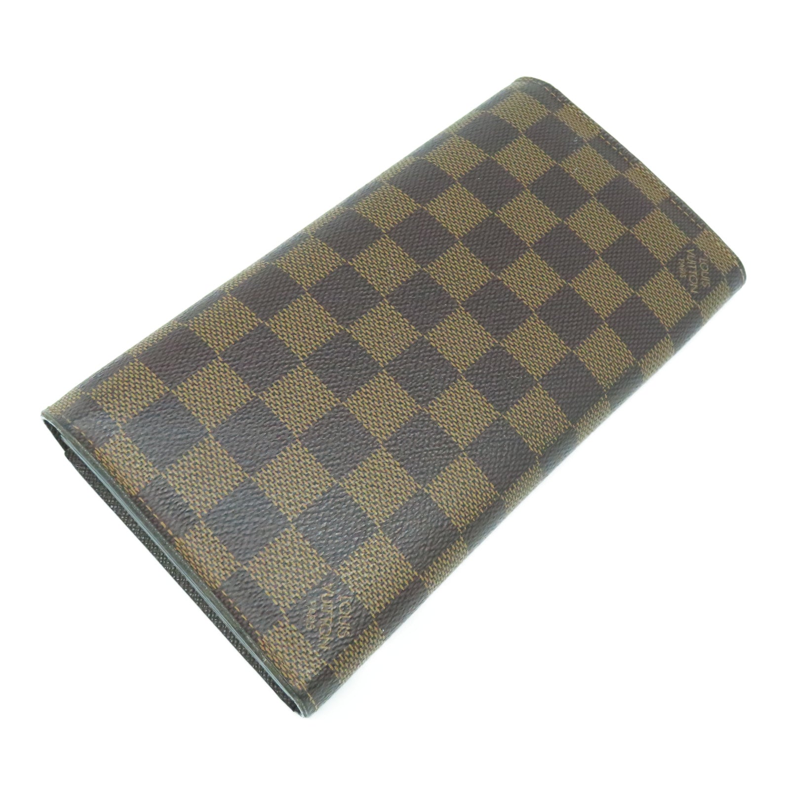 LOUIS VUITTON 【清倉大減價】Damier Ebene Portefeiulle Rose Berry金扣長錢包啡色