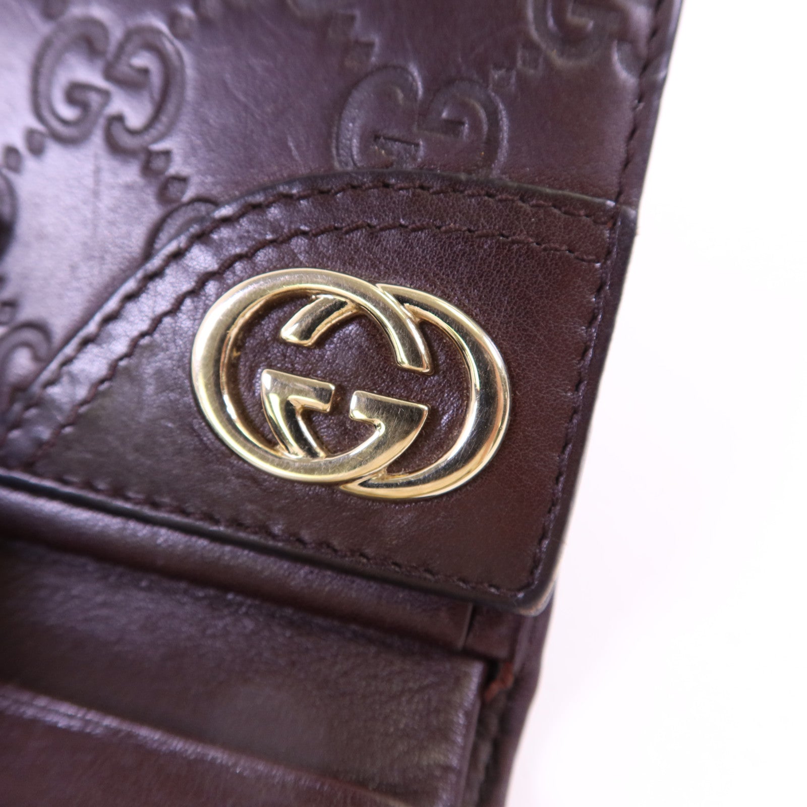 GUCCI 【激減優惠】牛皮皮革GG Trifold Wallet金扣錢包
