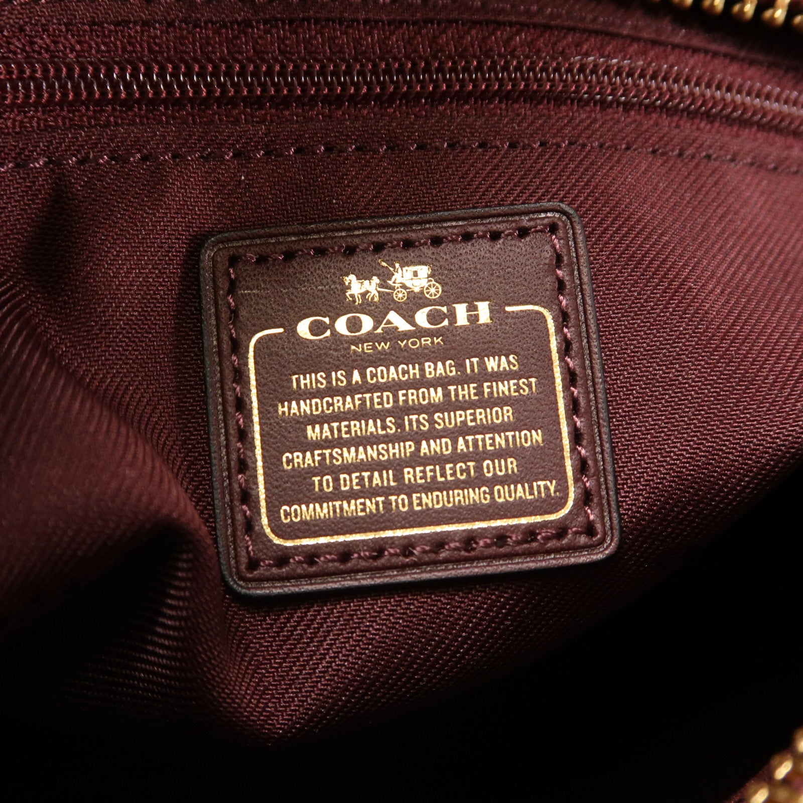 COACH 牛皮皮革2 Way Shoulder Bag銀扣手挽肩背兩用袋酒紅色