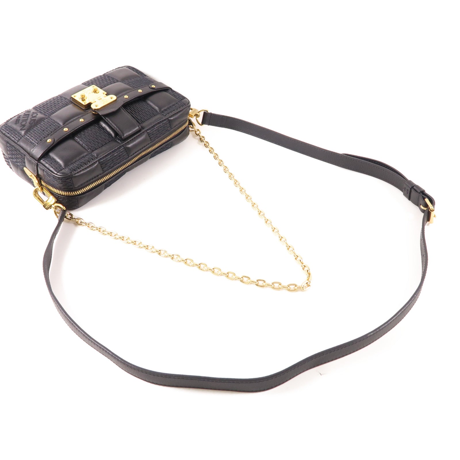 LOUIS VUITTON LV GHW Troca PM Shoulder Bag M59116 Damier Quilt Black