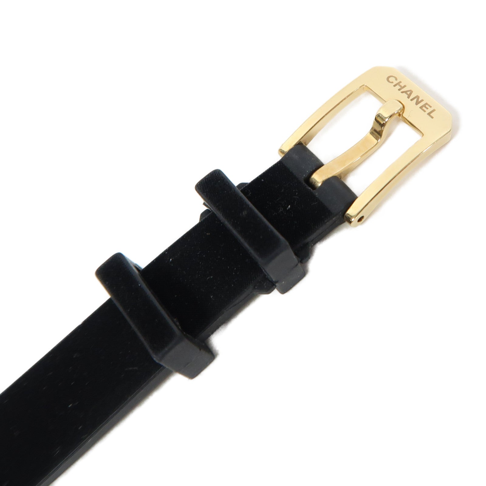 CHANEL Premiere Ribbon鈦金屬/18K黃金/橡膠帶手錶石英機芯黑色