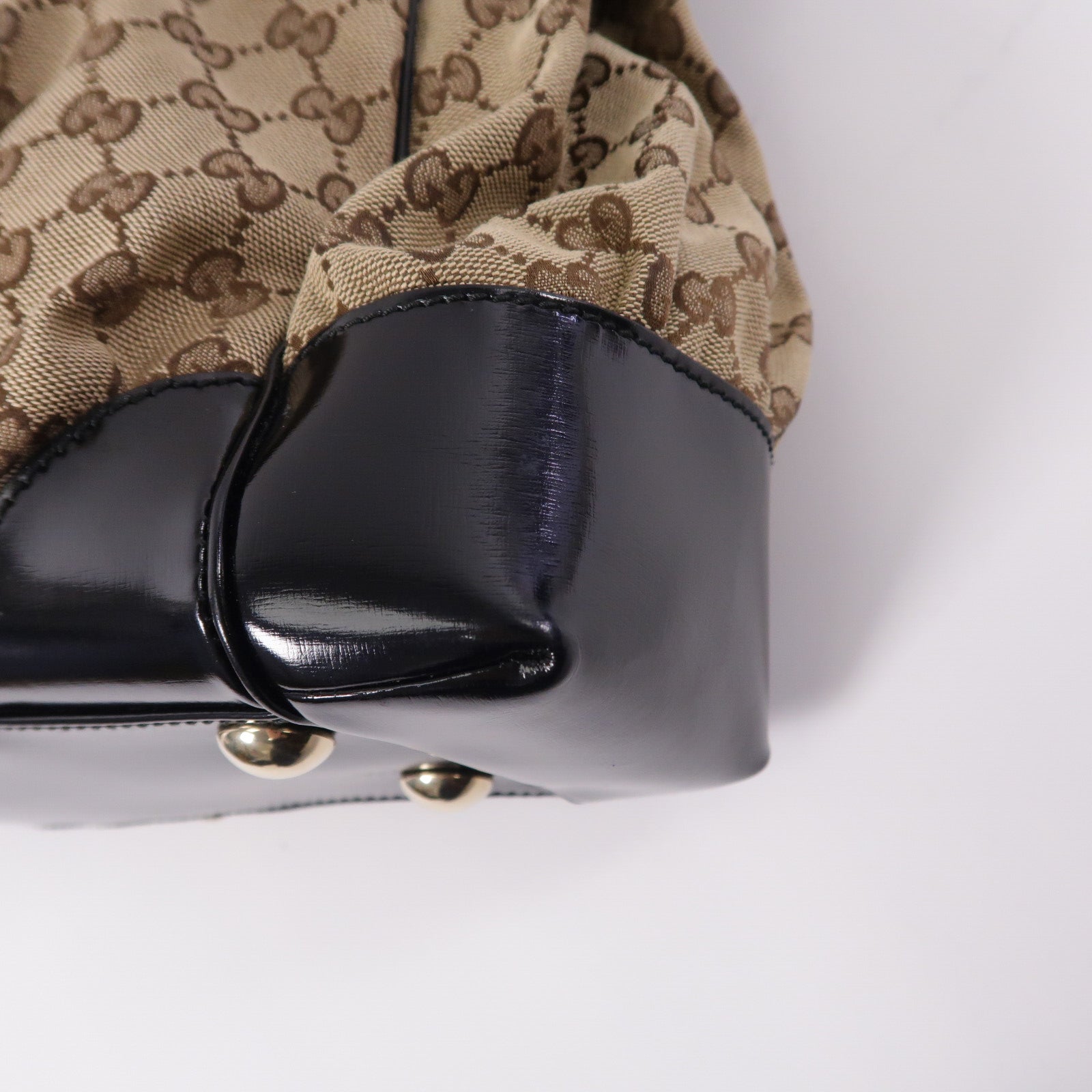 GUCCI 帆布/漆皮皮革Hand Bag手挽袋