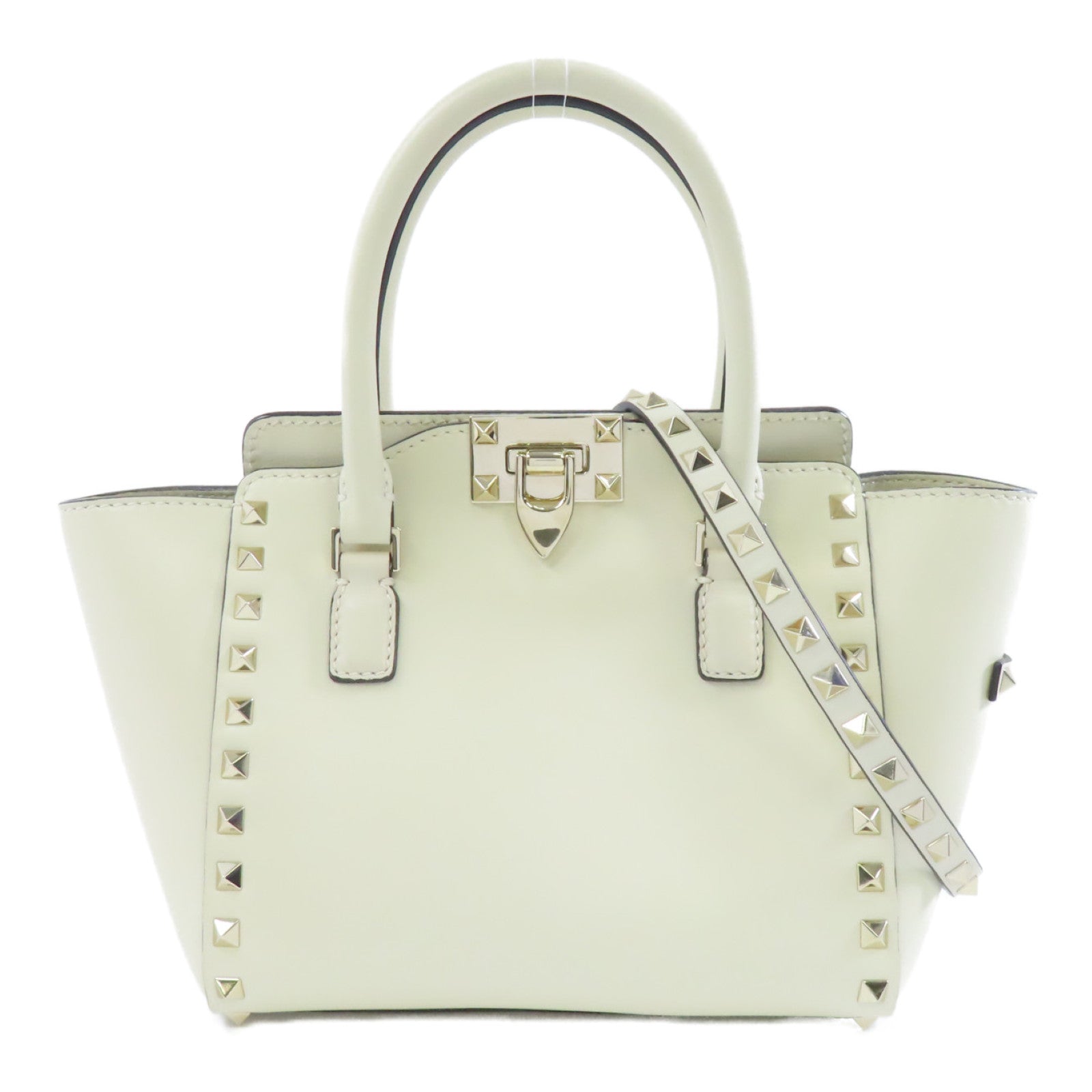 Valentino 牛皮皮革2Way Shoulder金扣手挽肩背兩用袋白色