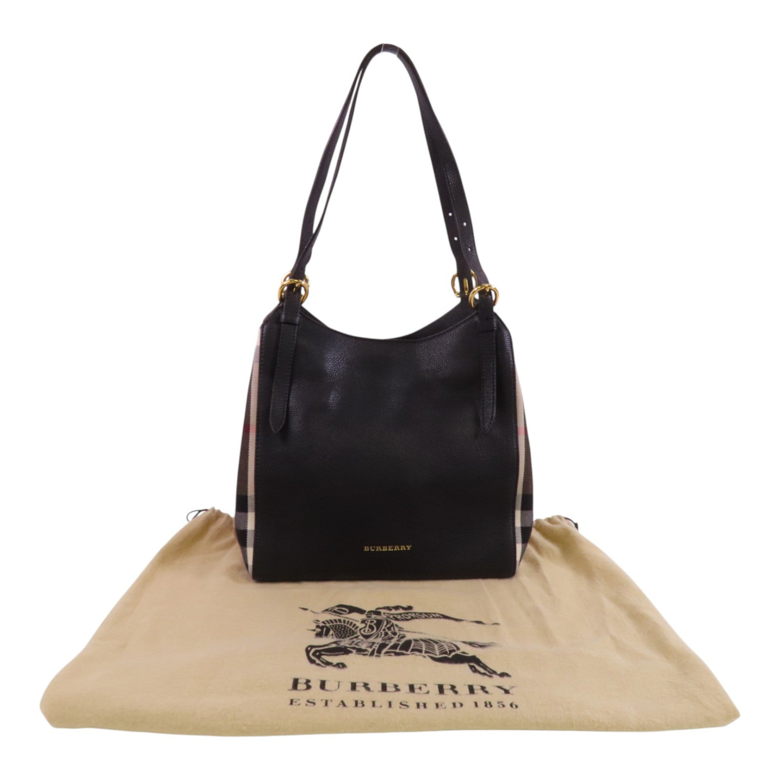 BURBERRY 牛皮皮革Tote Bag金扣肩背袋