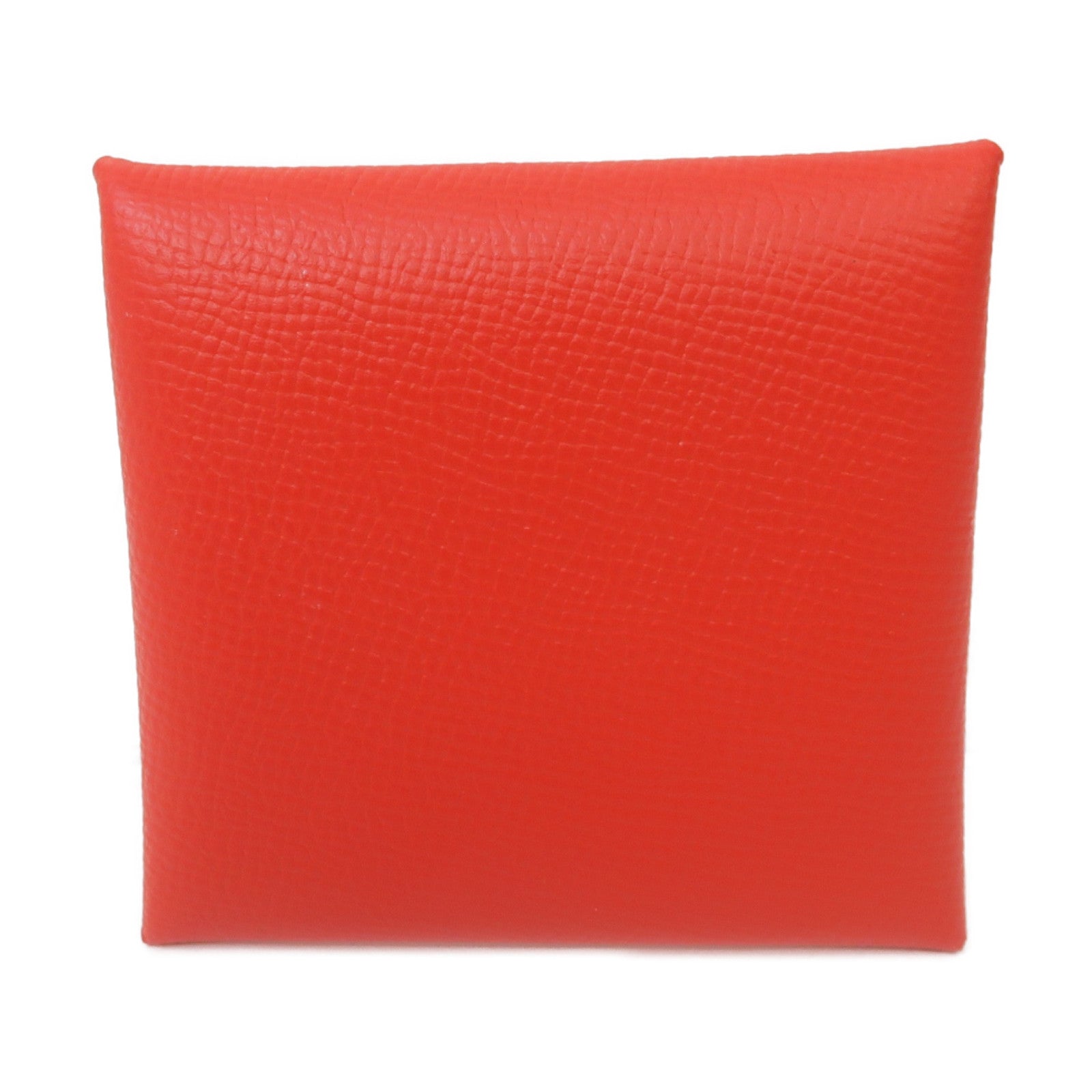 HERMES Epsom皮革Bastia銀扣零錢包Rouge Tomate紅色